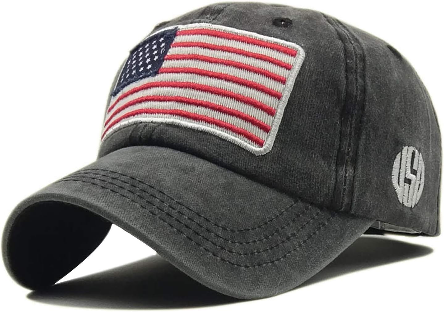 American Flag Baseball Cap for Men Women, Washed Cotton USA Hat, Adjustable Patriotic Cap for 4th of July