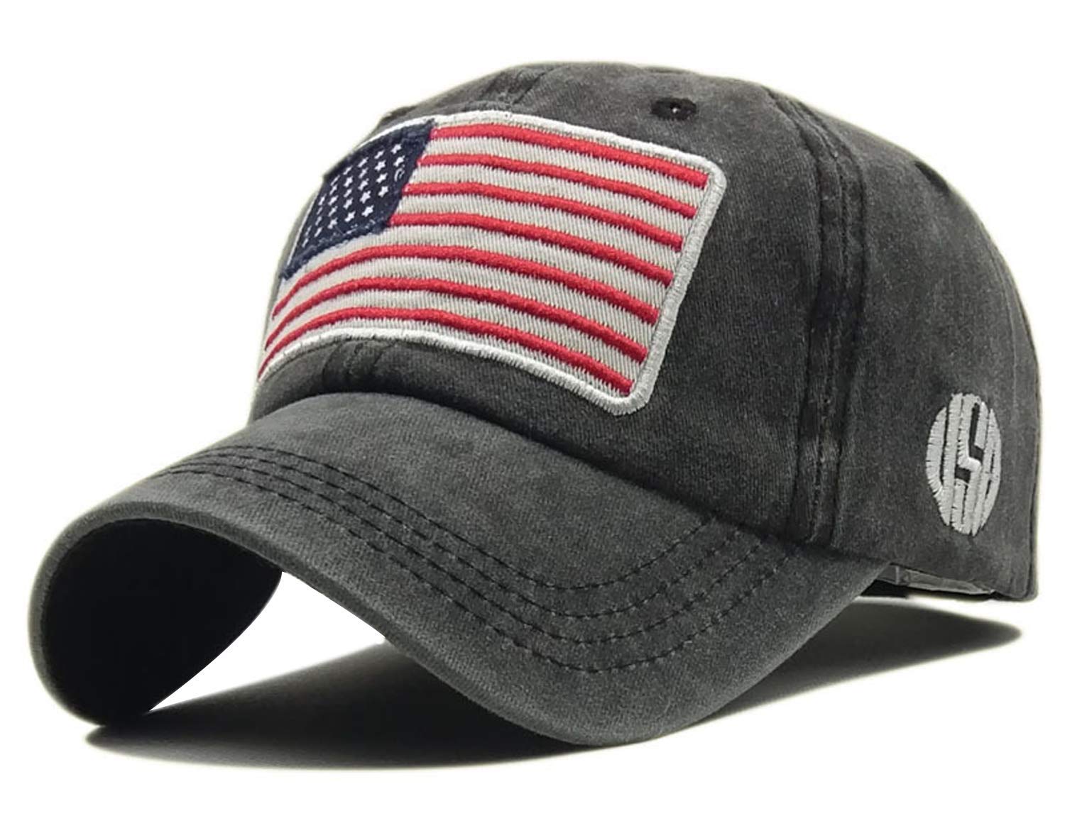 LOKIDVEMen's USA American Flag Baseball Cap Embroidered Polo Style Military Army Trucker Hat
