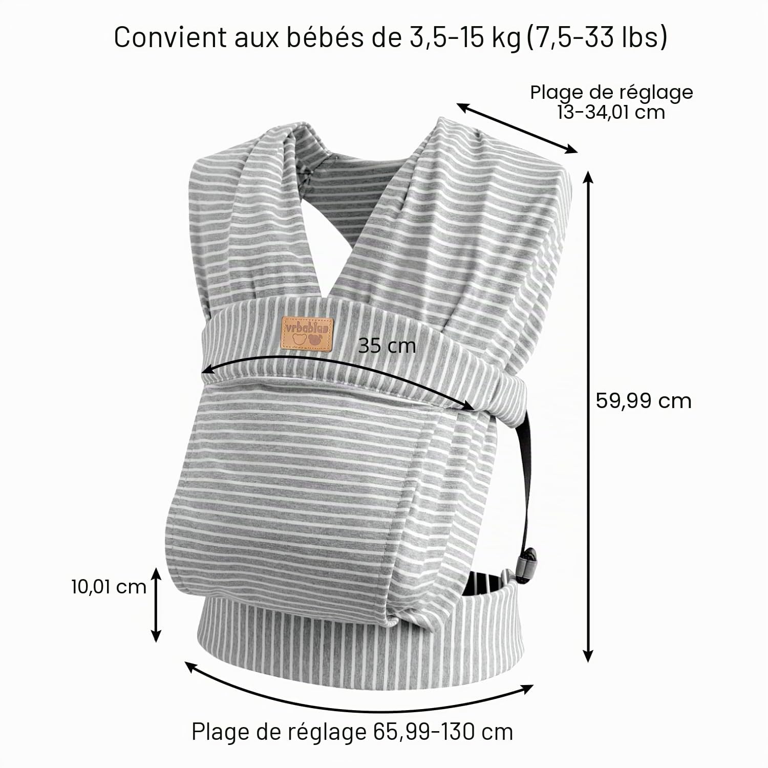 Porte-bébé pour nouveau-né dès la naissance, extra doux, porte-bébé, ergonomique, gris rayé