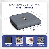 Vista 8 de Almohada para asiento extragrande para personas con sobrepeso ComfySure, con espuma viscoelástica, para silla de ruedas, oficina o coche, en gris