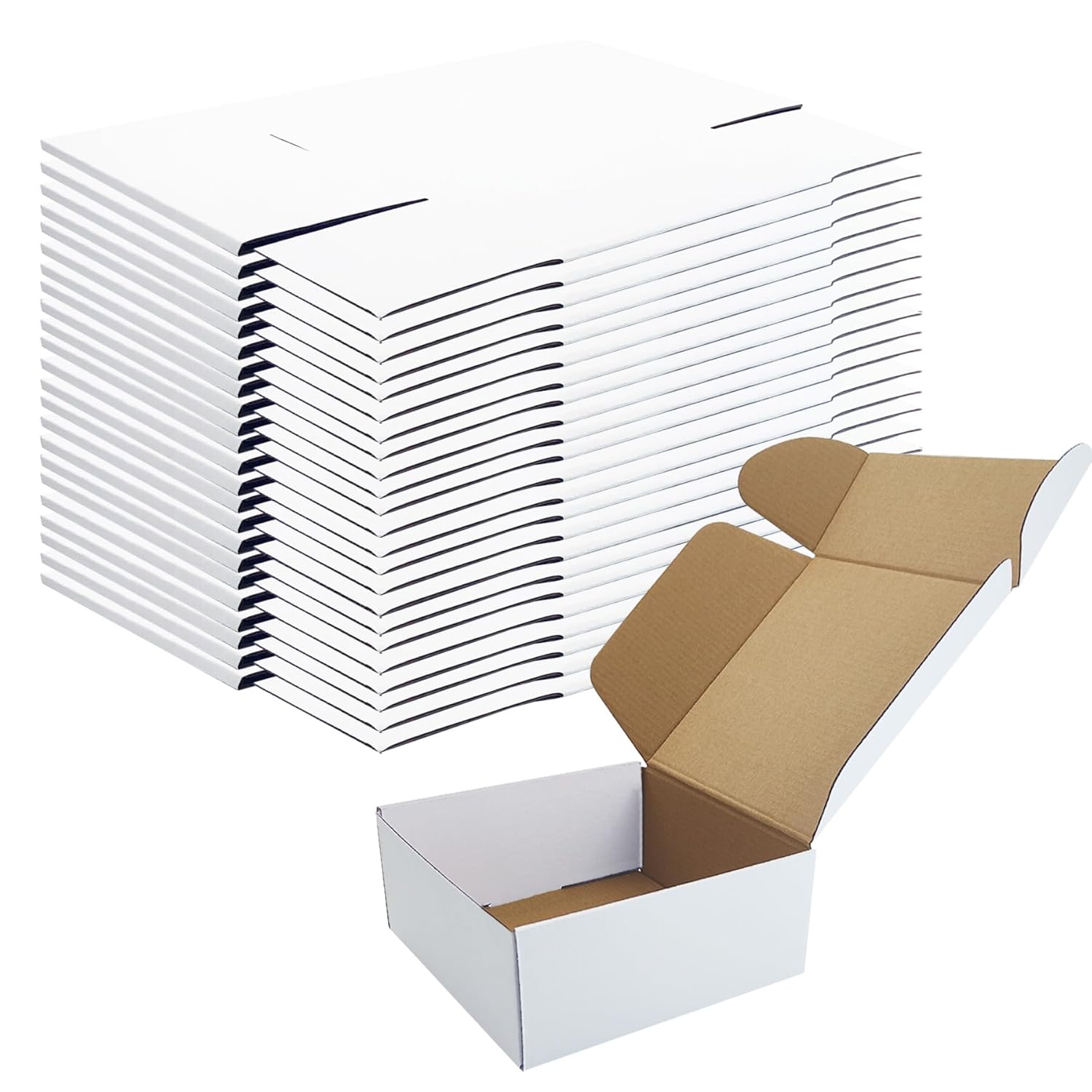 7x7x3 Inches White Shipping Boxes Set of 25 Cardboard Boxes Recyclable Corrugated Boxes Mailers for Small Business Transporting