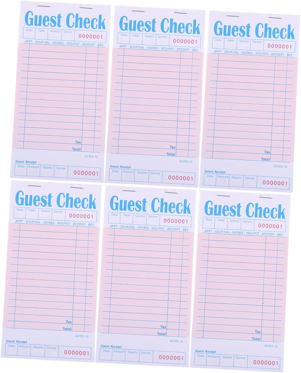 6pcs Red Food Order Book for Restaurants and Fastfood Venues, Paper Waitress Notepad with 50 Sheets Each, Efficient Order Management and Universal Restaurant Compatibility Order