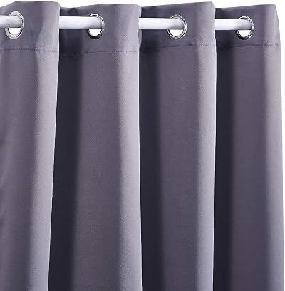 DREAM ART Outdoor Waterproof Blackout Thermal Insulated Privacy Curtains, Grommet Top Windproof Patio Drapes for Porch, Gazebo, Deck, UV Protection, 2 Panels, 54" Wx96 L (137x243 cm), Gray