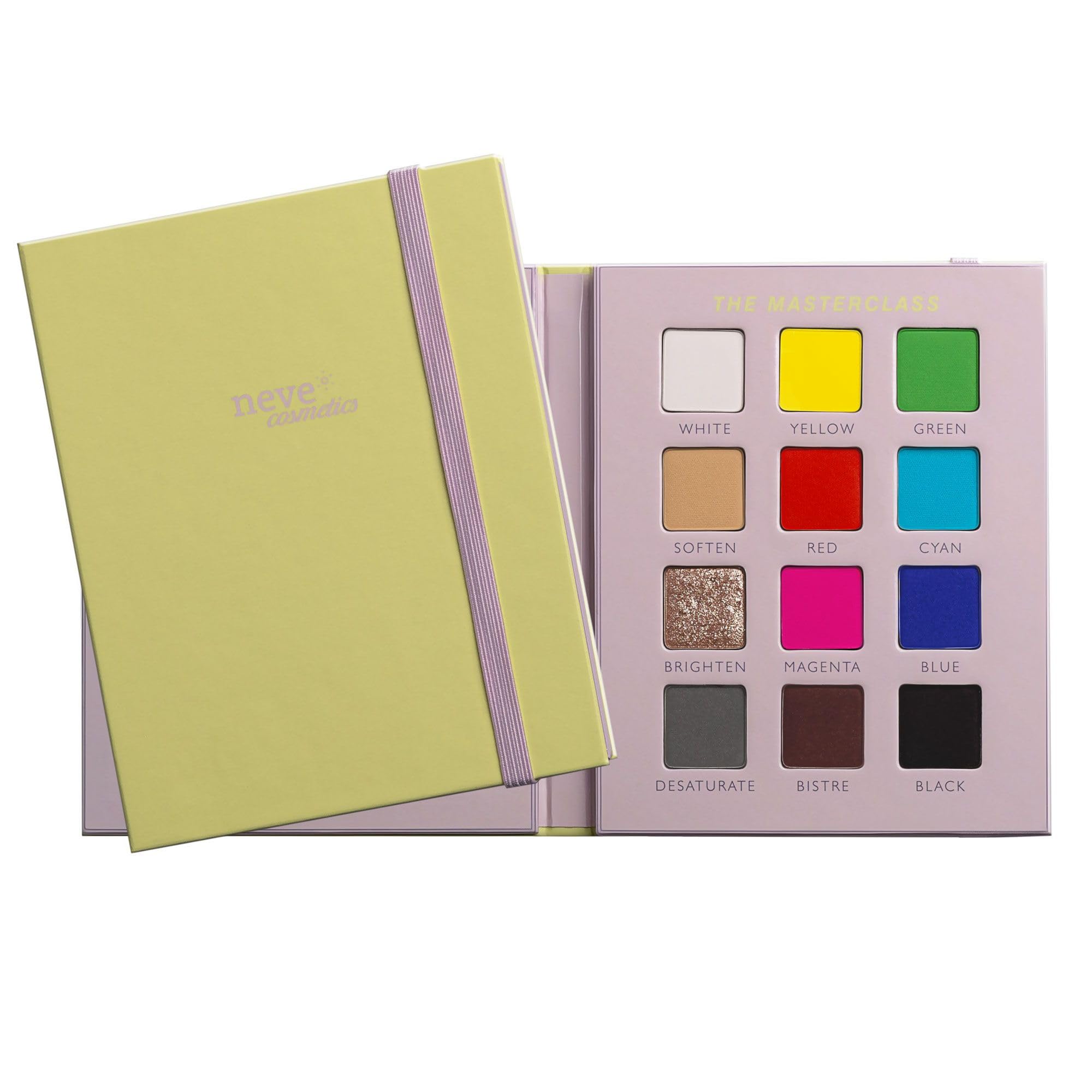 Neve Cosmetics ArtDiary Palette, 12 gepresste Pigmente für jede Farbe und Make-up | "The Masterclass Palette"