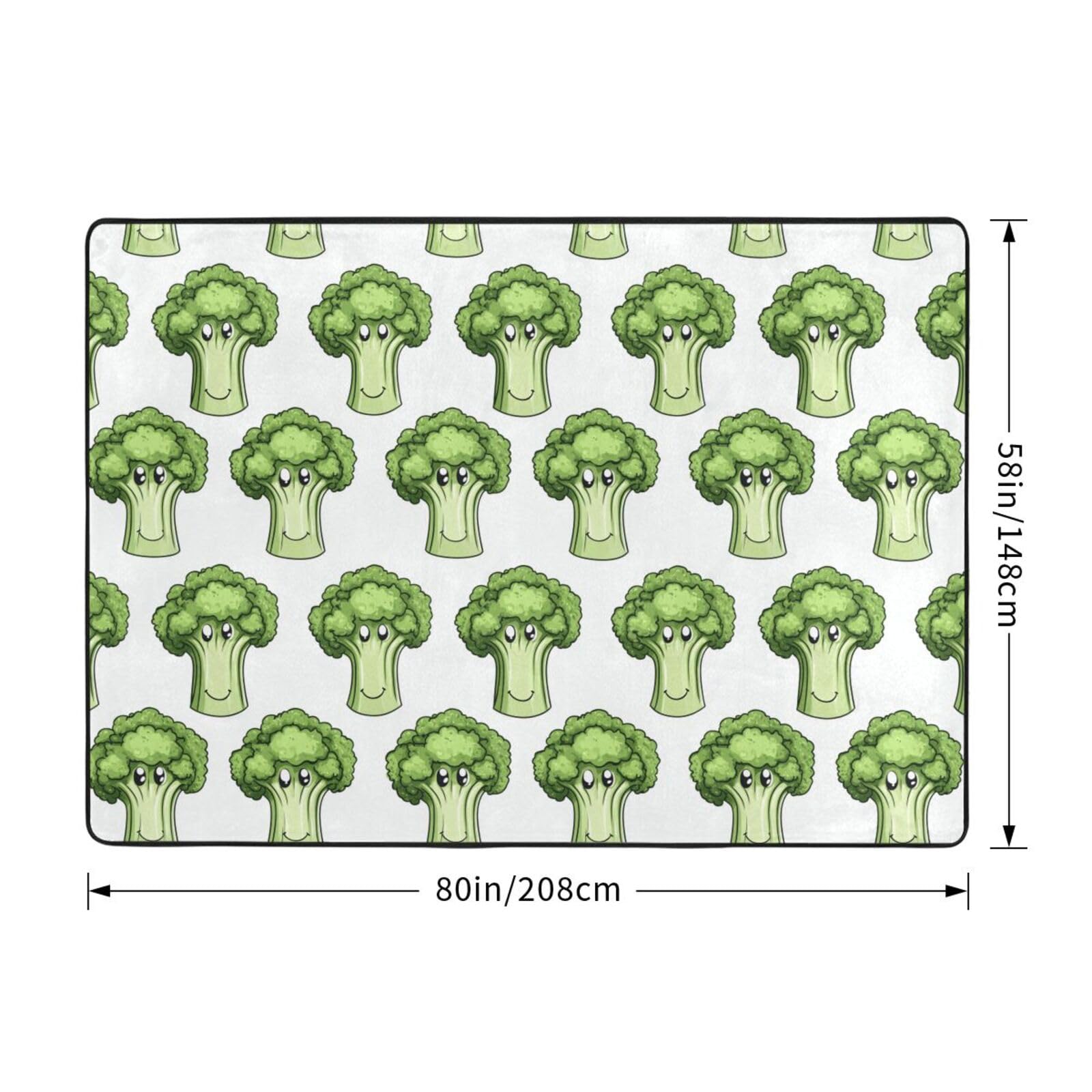 Teppich für Wohnzimmer, niedlicher Cartoon-Blumenkohl-B-Druck, 12,7 x 17,8 cm, für Schlafzimmer, weich, waschbar, rutschfest, für drinnen und draußen, für Esszimmer, Kinderzimmer, Büro, Dekoration