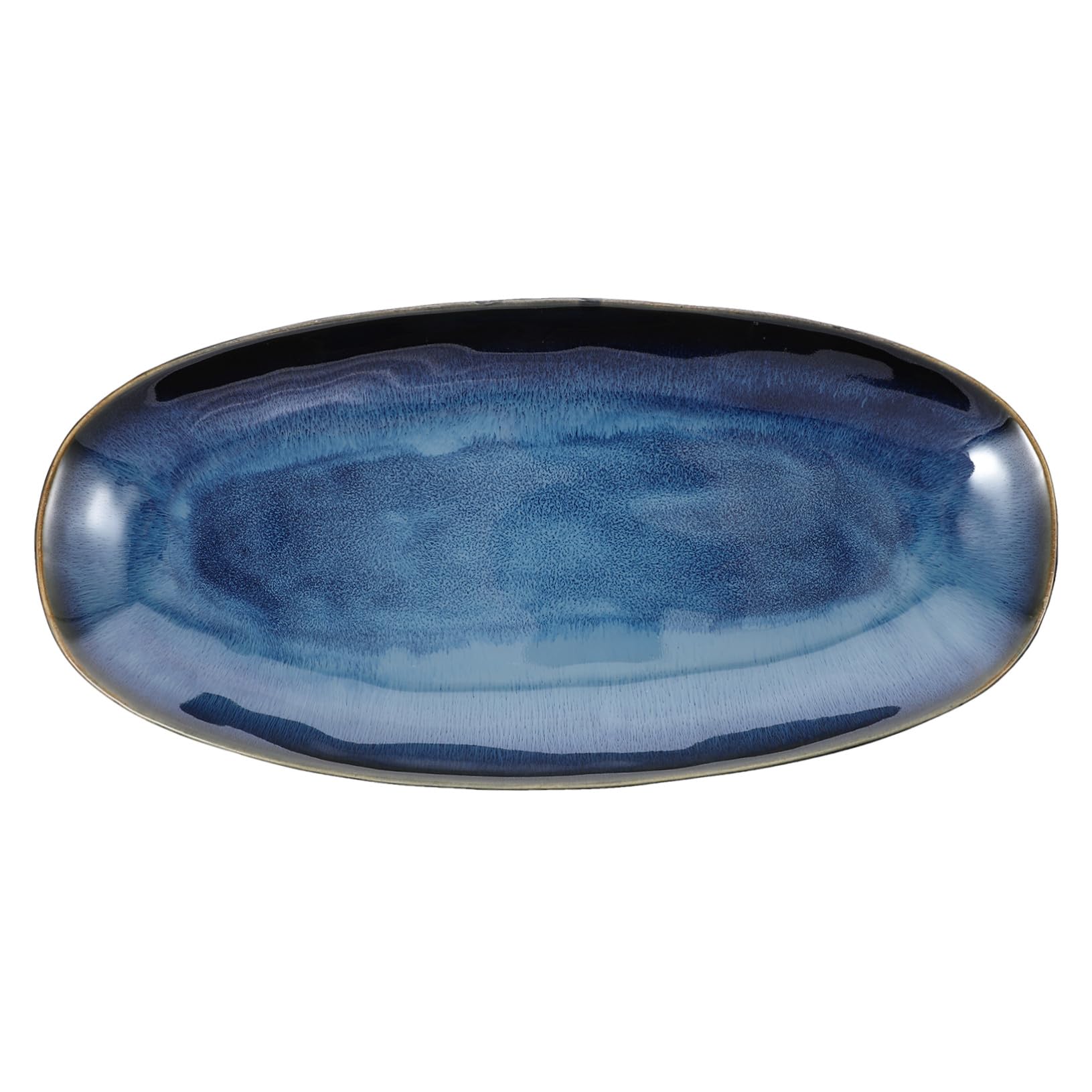 Veemoon Piatto Sushi Ceramica Grande Blu per Pesce e Frutta Vassoio Portata Antipasti Snack per Casa e Ristorante