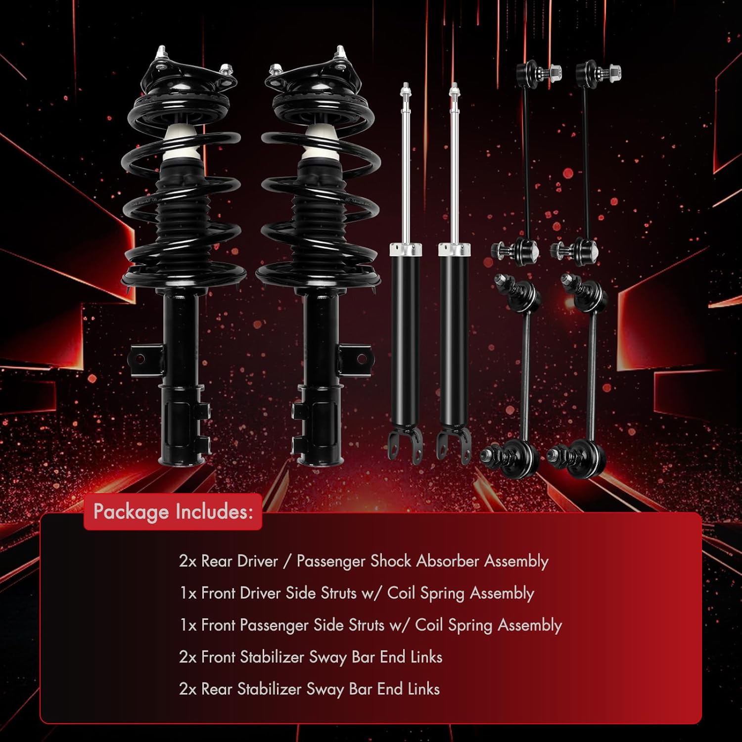 cciyu 8pc Suspension Kit for 2007-2010 Hyundai Elantra 2 Front Struts Set with Coil Spring 2008 2009 2 Rear Shock Absorbers 4 Stabilizer Sway Bar End Links Replace 172306 K750102 K750032