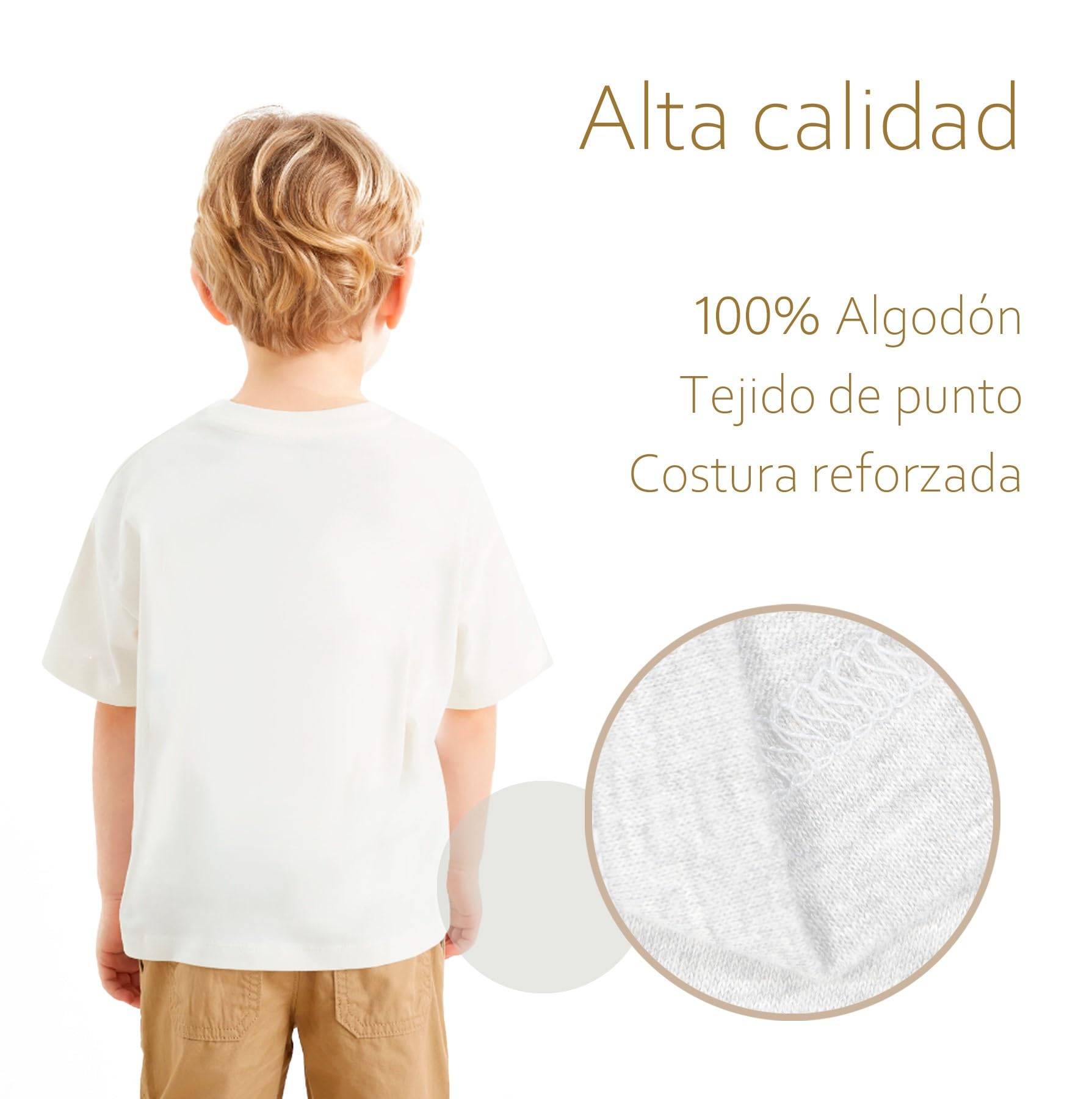 Pack 2 Camisetas Niño Manga Corta 100% Algodón Cuello Redondo Básica