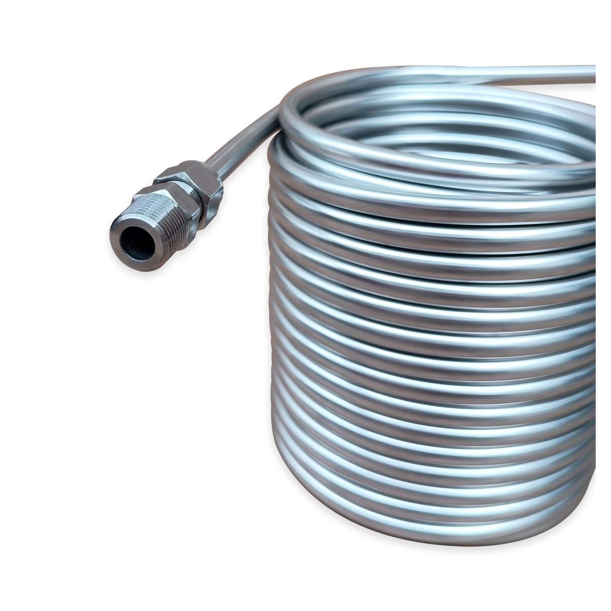 Enfriador de Mosto y Agua for Cerveza de Doble Capa, serpentín de enfriamiento de 14 m de Longitud, Acero Inoxidable 304 de Grado alimenticio, Conector de 3/8" y 1/2" Uso Multifuncional