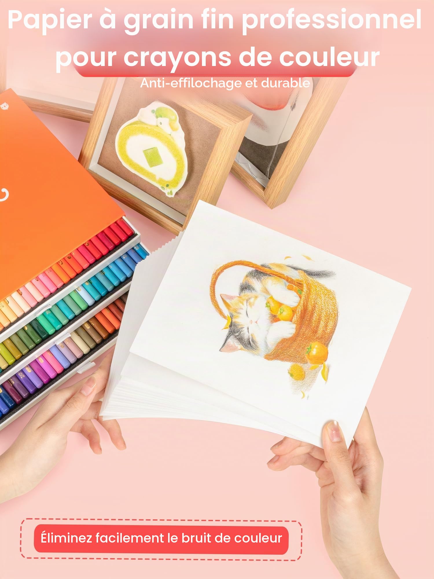 Woomer Crayons de couleur de qualité supérieure pour artistes – 133 couleurs (162 crayons) avec 20 papiers résistants à l'usure, noyau doux et crémeux de 3,8 mm pour galeries d'art, studios et mélange