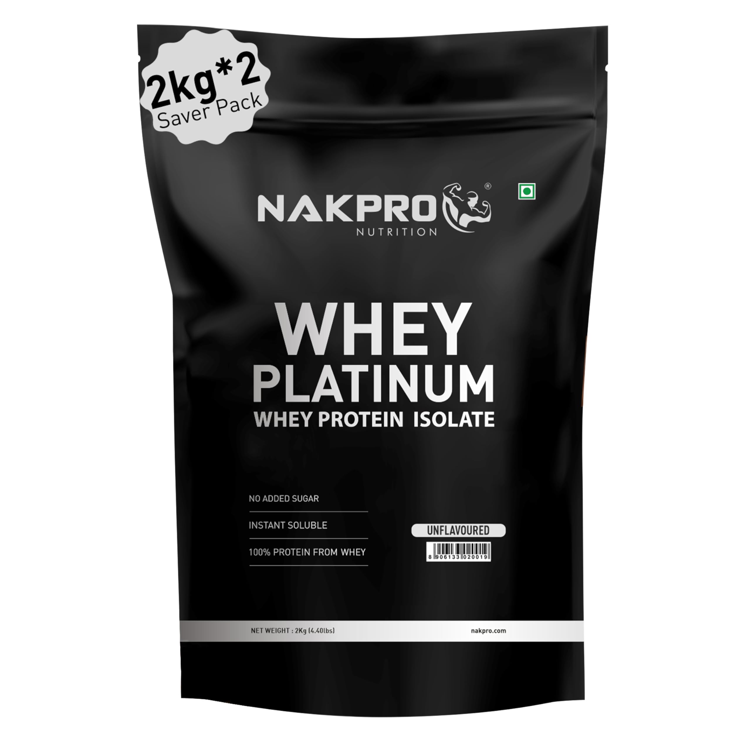 NAKPROPlatinum Whey Protein Isolate 90%, 4kg Unflavoured | 31g Protein, 7g BCAA | Trustified Certified 100% Authentic Supplement Powder & No Adulteration | Low Carbs, Fast Absorbing Whey Protein Pow