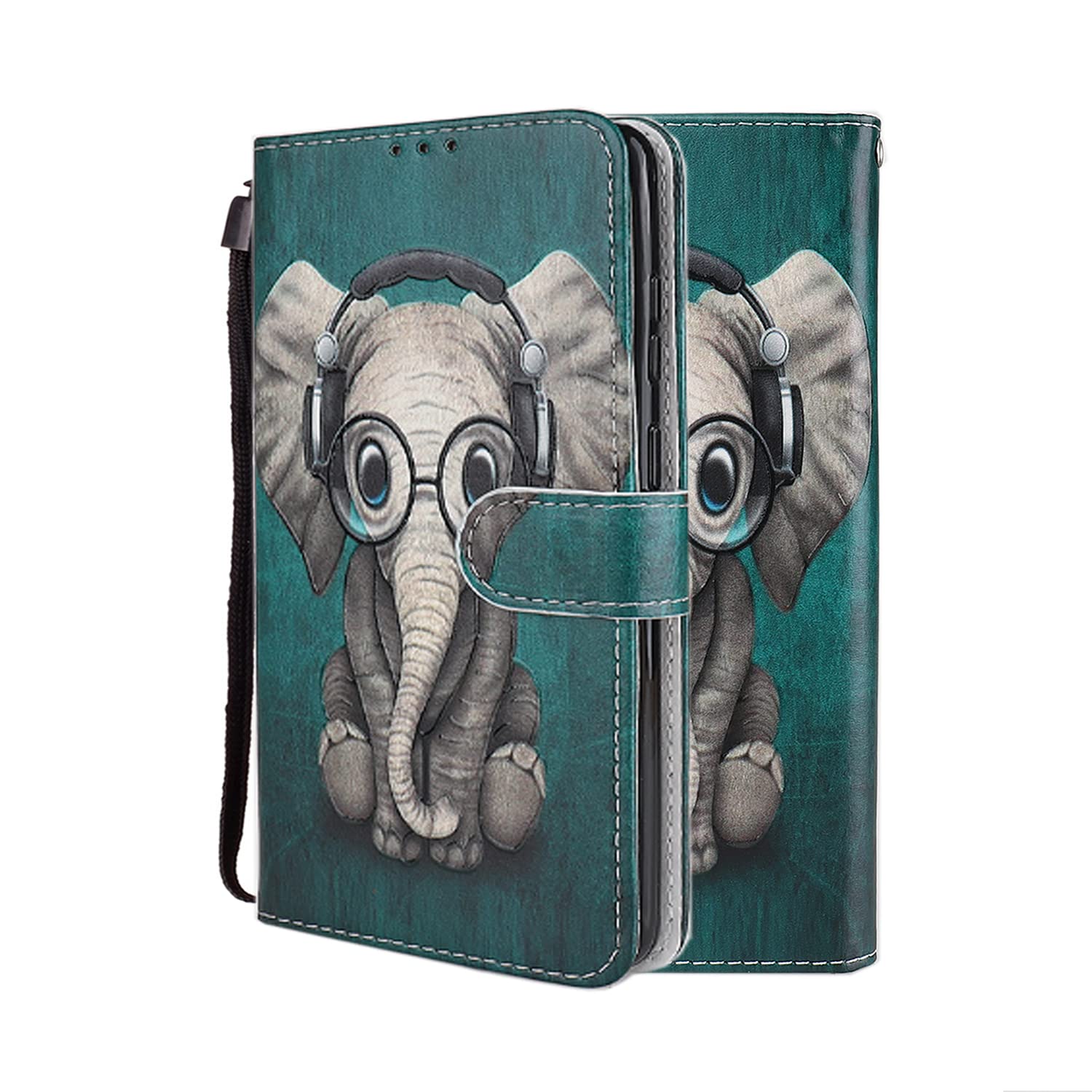E-Panda Case for Xiaomi Redmi Note 10 4G / Note 10S 3D Pattern Design PU Leather Wallet Flip Case Mobile Phone Case Leather Case Protective Cover with Card Compartment Green + Elephant