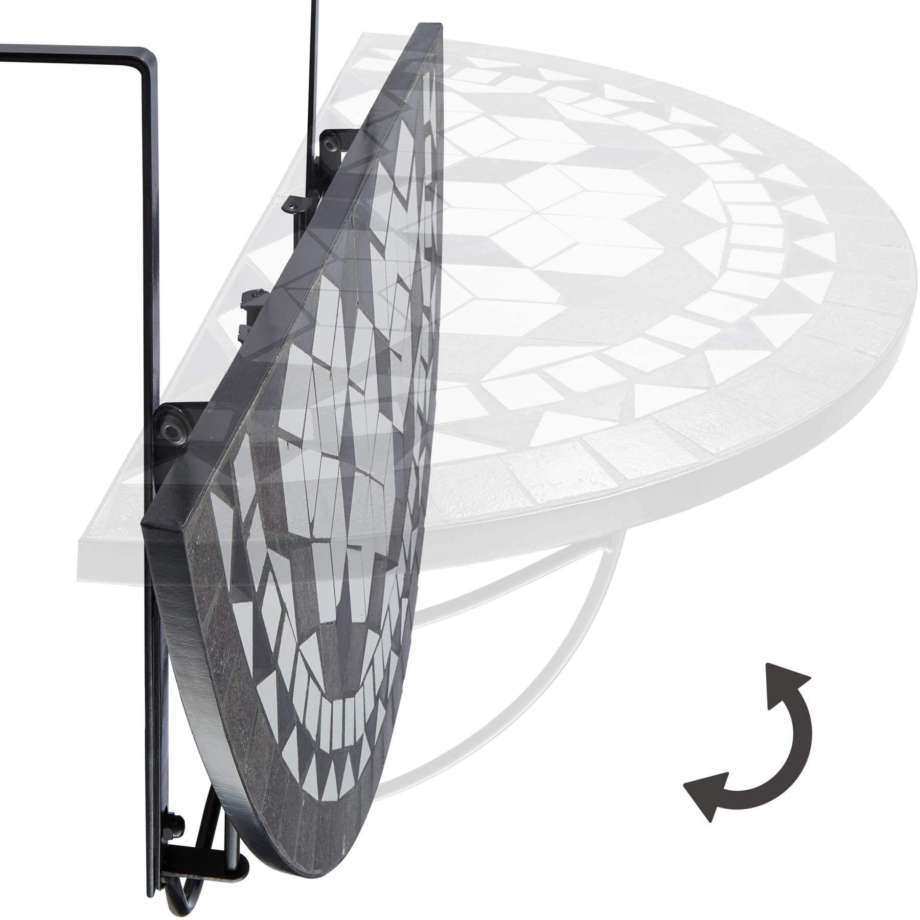 RFWR® Hangende Balkon Tafel - Halfrond Keramisch Mozaïek
