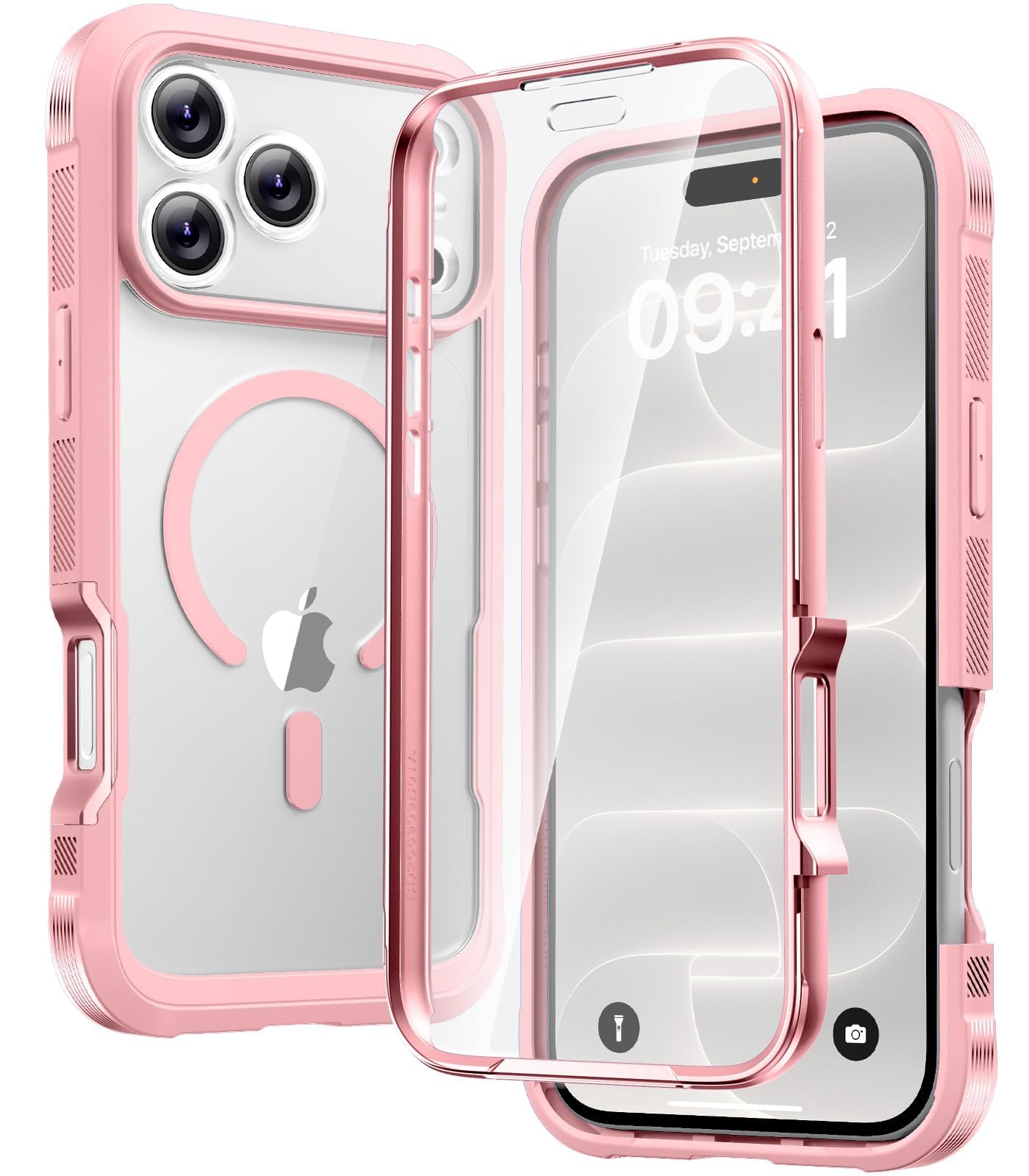 Diaclara Magnetic for iPhone 18 Pro Case with Screen Protector, Pink