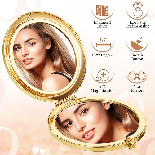 Miniatura 4 de Cindeer 12 piezas de espejo pequeño compacto plegable de bolsillo para maquillaje redondo de mano cosmética aumento compacto de diamantes de