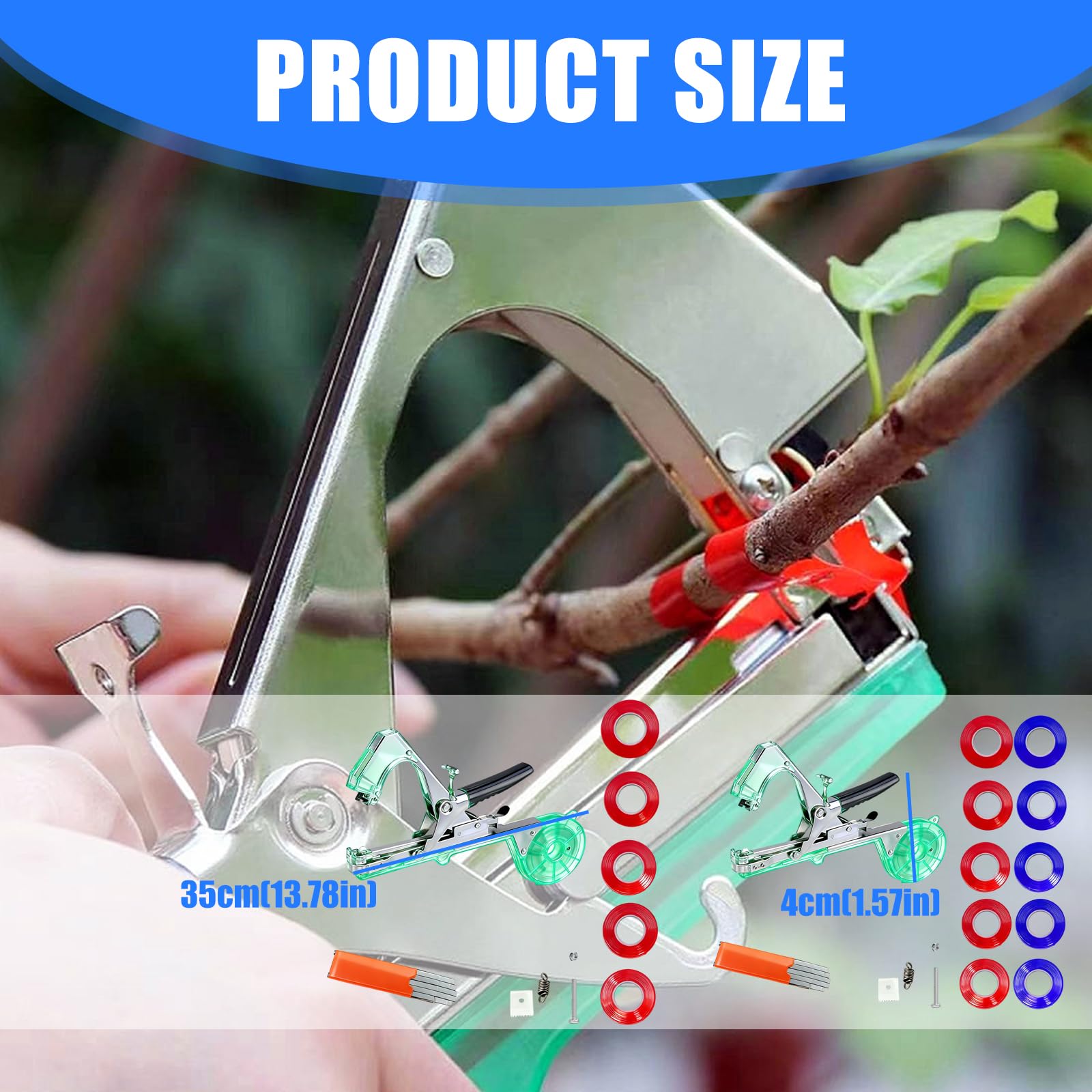 Máquina de atado manual de vid para plantas de jardín, herramienta de encuadernación de mano con correas para tomates, pimientos, uvas, enredaderas