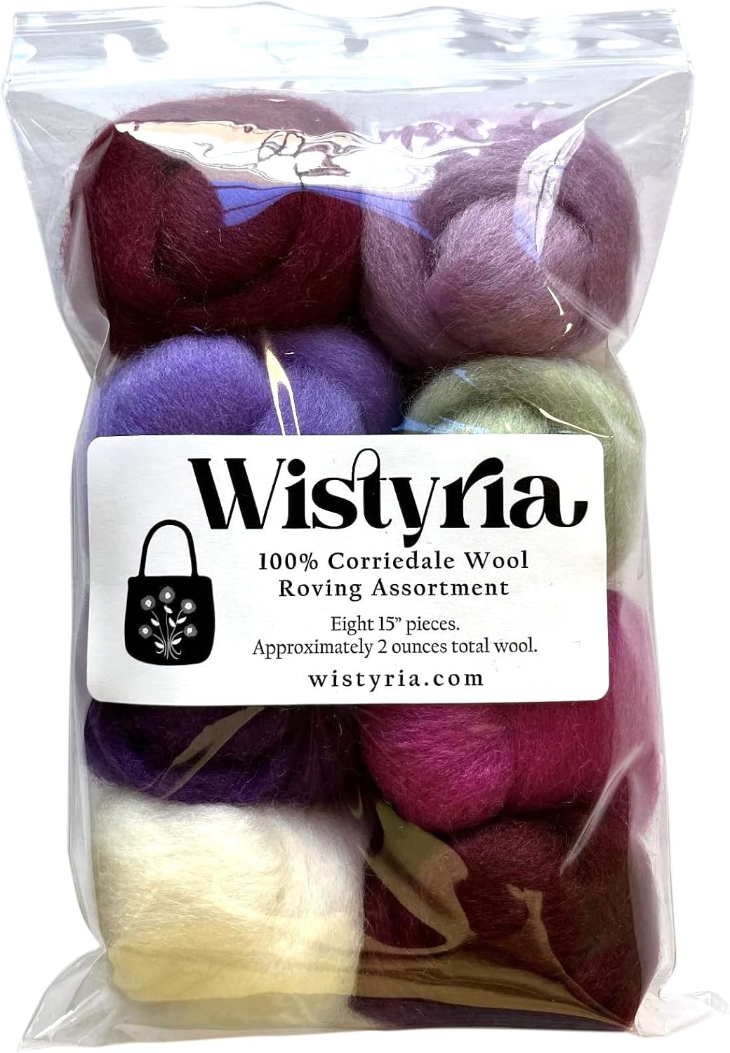 Wistyria Editions Wool Roving (8 Pack), .22oz, Lilacs