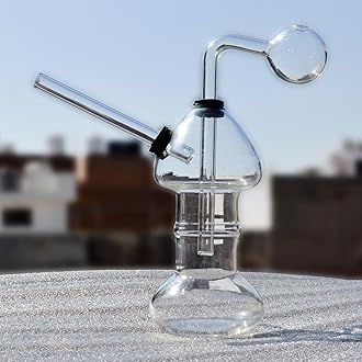 6 Inch Glass Oil Pipe Bong – Transparent Borosilicate Glass Water Pipe with Downstem