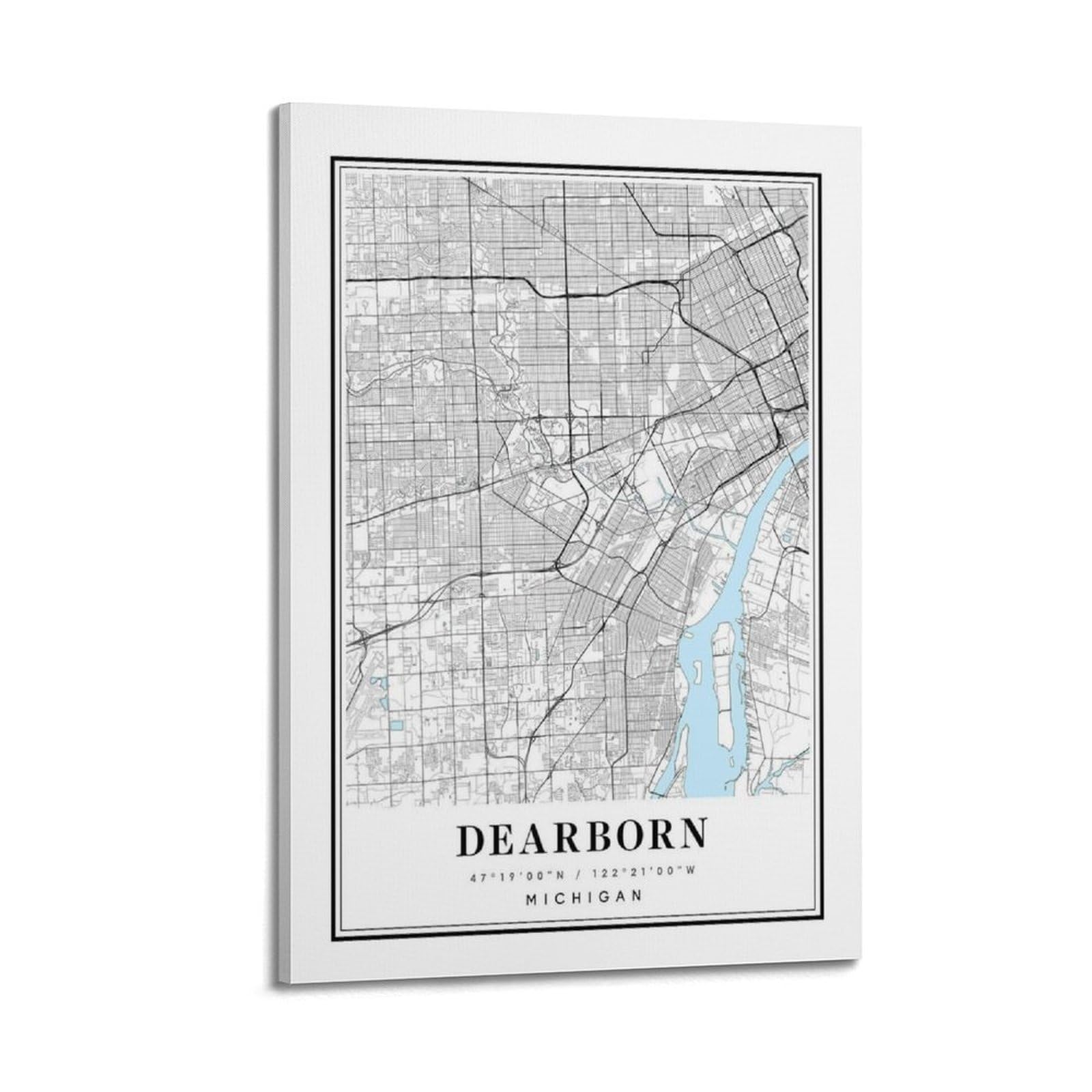 xiaoxiaoshen Dearborn Michigan Map Canvas Poster Wall Art Prints Room Aesthetic Murals Bedroom And Living Decorations 20x30inch(50x75cm)