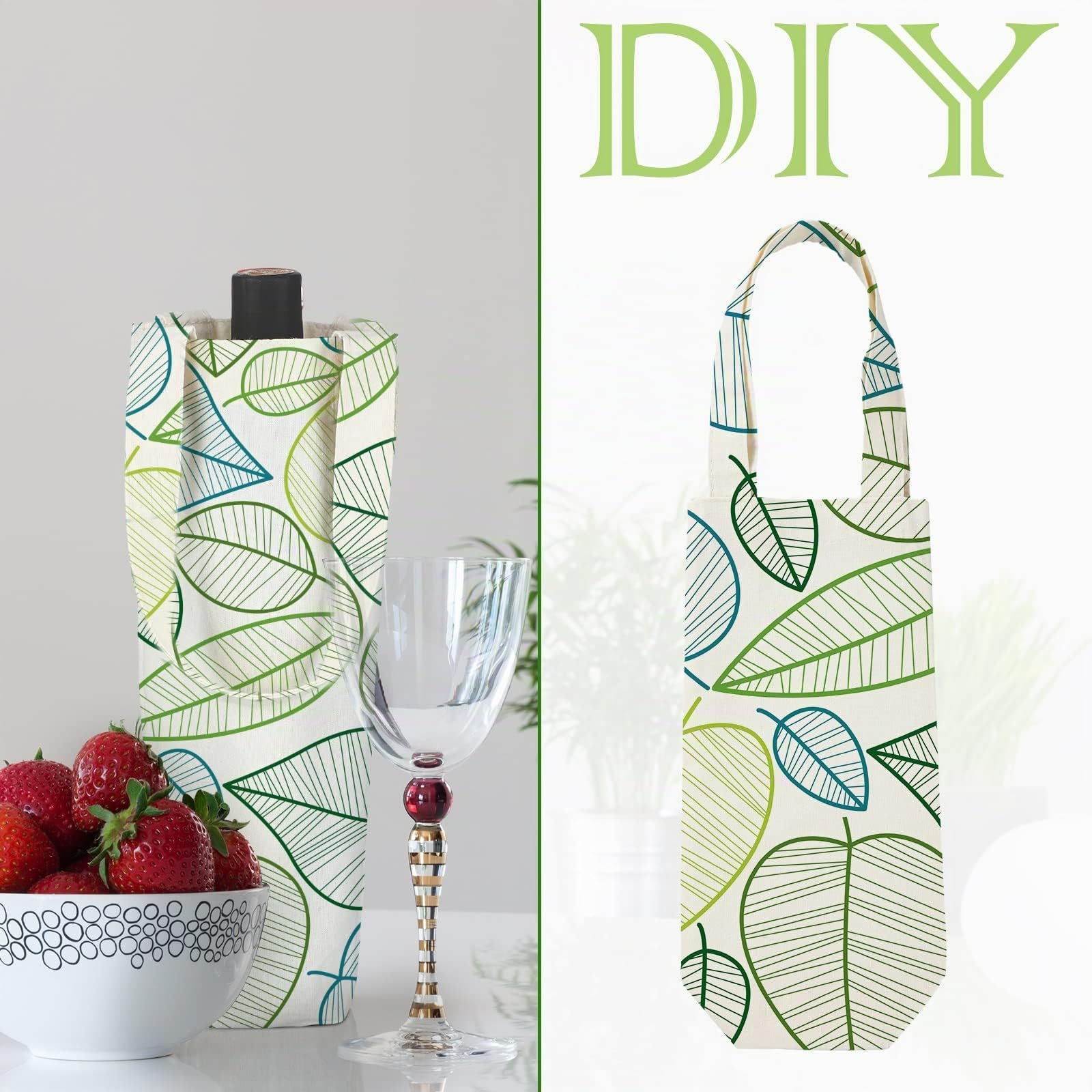 Hoolerry Weintasche aus Segeltuch mit Griff, Sublimationsdruck, blanko, Geschenktasche, wiederverwendbar, waschbar, 24 Stück
