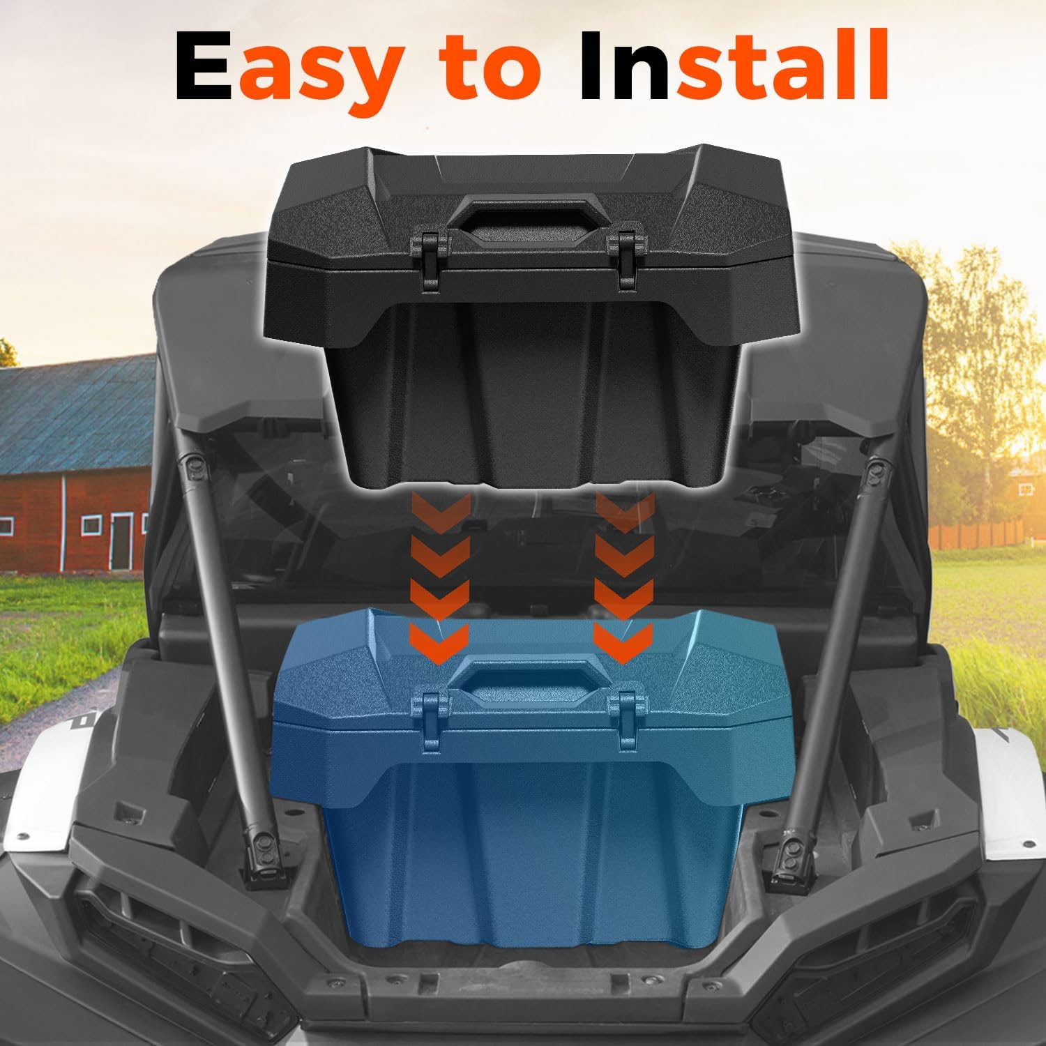 UTV 82 QT Cargo Box for Polaris RZR XP 1000 / XP 4 1000 2024 2025 Accessories, Poly Water Resistant 82QT Cargo Storage Bin