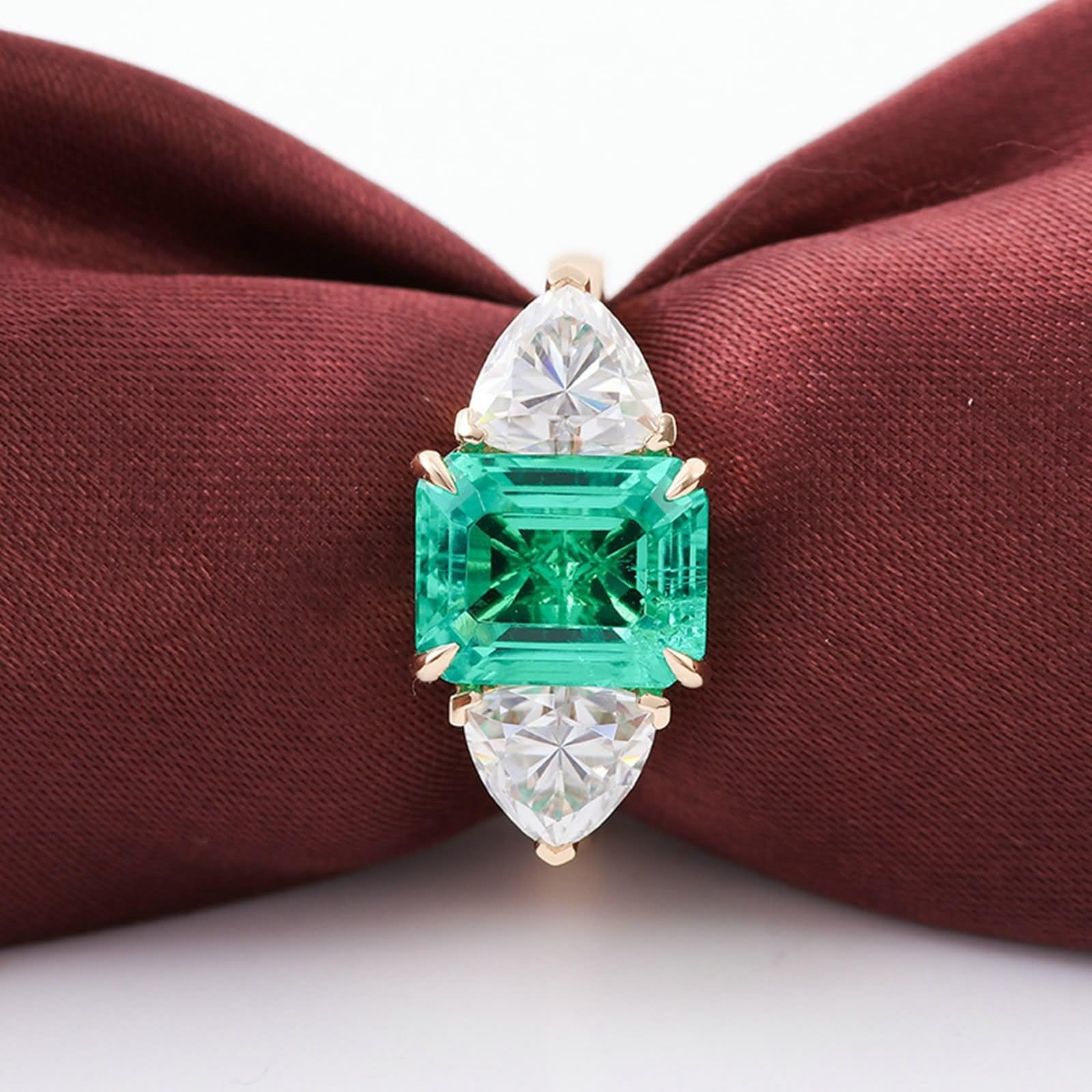 Anillo vintage, anillos para mujer con 1/2/3 quilates cuadrado de moissanita, oro amarillo, regalo de cumpleaños para mujer