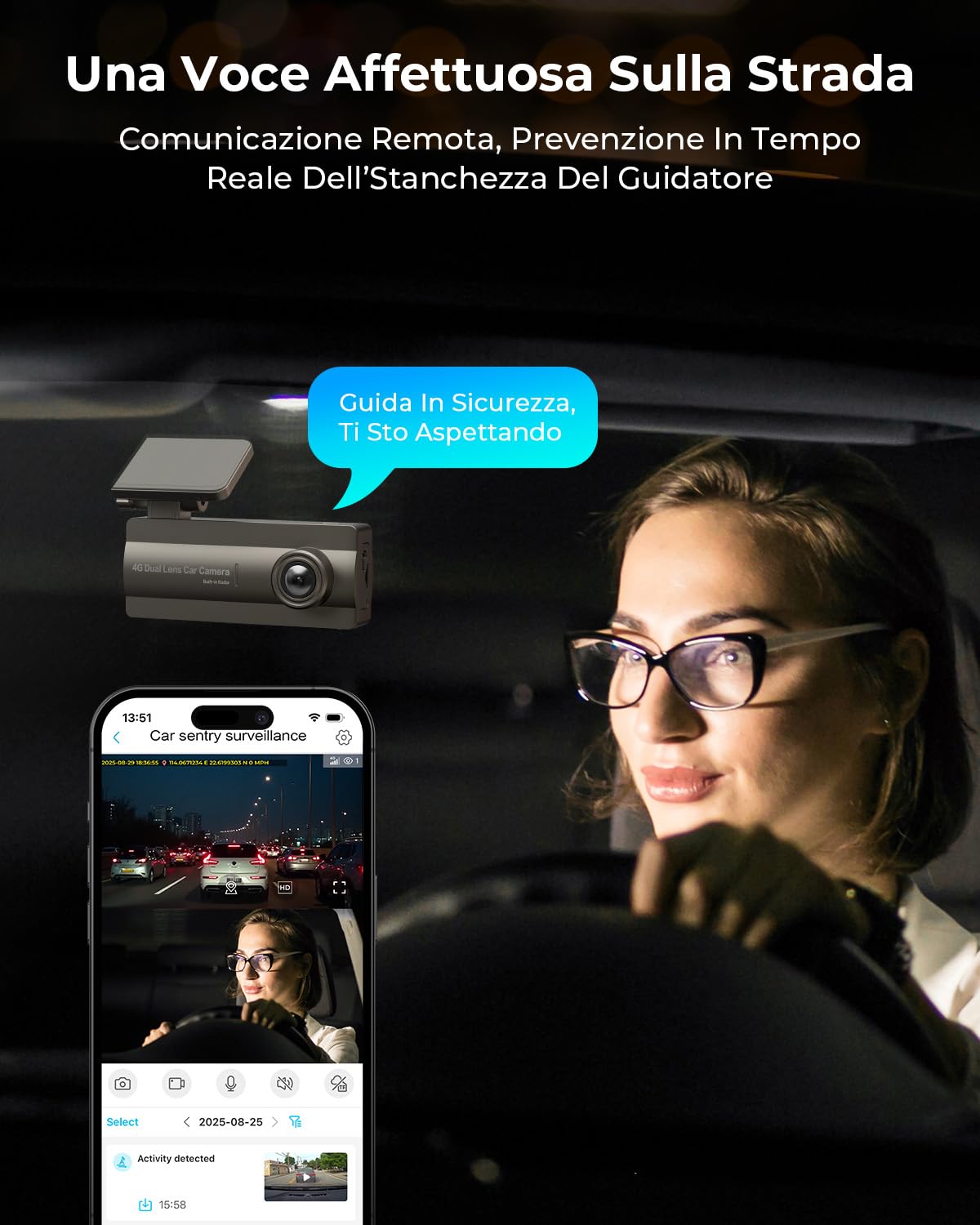 4G LTE Dash Cam Telecamera per Auto Anteriore e Posteriore 2K/1080P, con 24/7 Modalità Parcheggio, GPS, OBD, Sensore G, APP Alert, Visione Notturna, Audio Bidirezionale, Scheda SD 32GB Inclusa