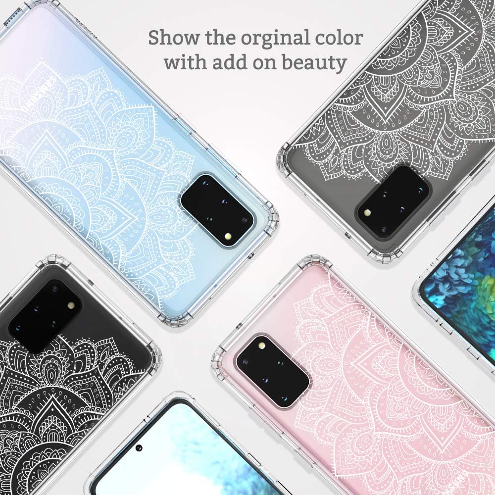 MOSNOVO Designed for Galaxy S20 Plus Case, [6.6 FT Military Grade Drop Protection] Clear Shockproof Phone Cover for Samsung Galaxy S20 Plus - White Henna Mandala