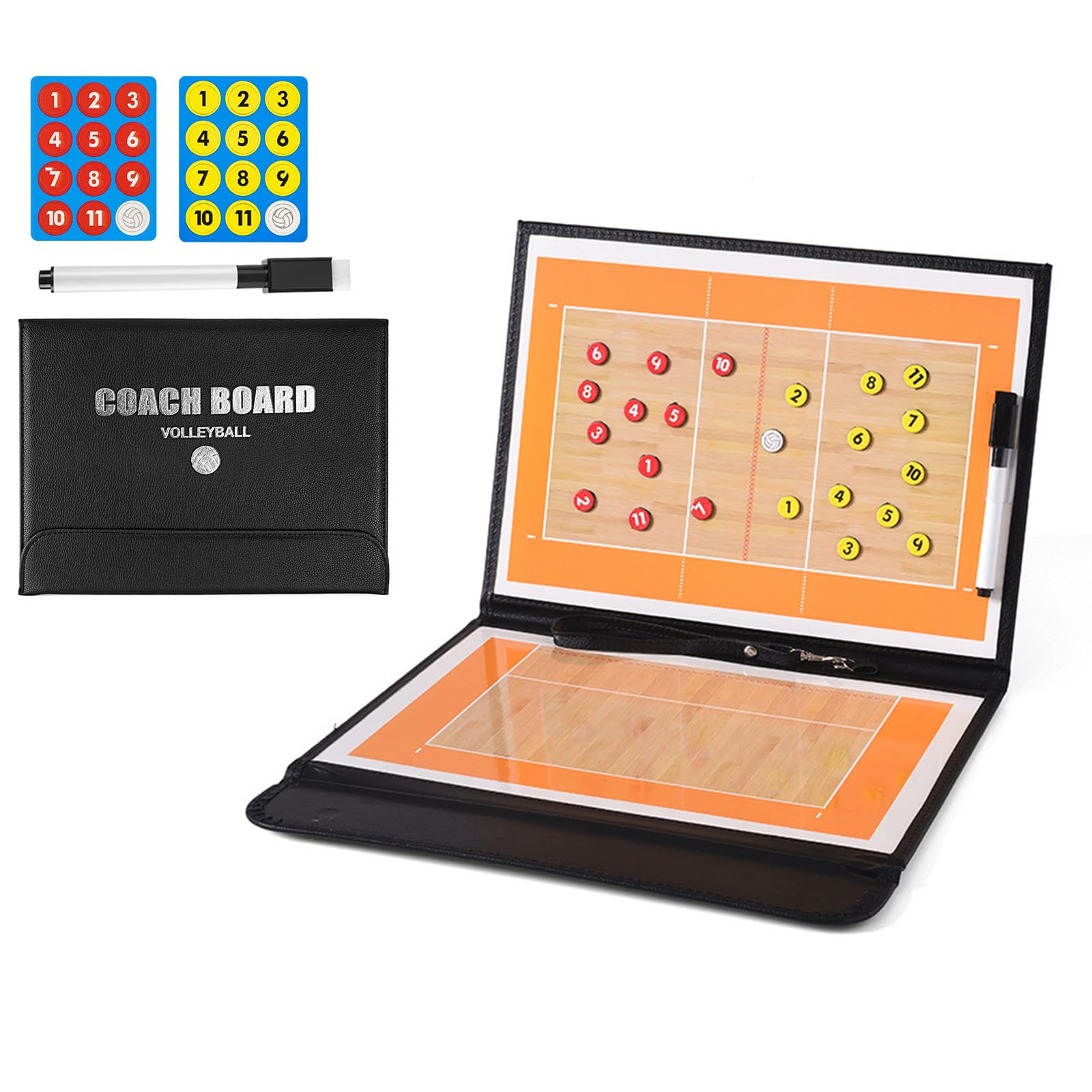 Tableau Tactique Volley-Ball Entraîneur Board,Tableau Tactique Pliable et Magnétique pour Entraîneur de Football avec Stylo, Aimants