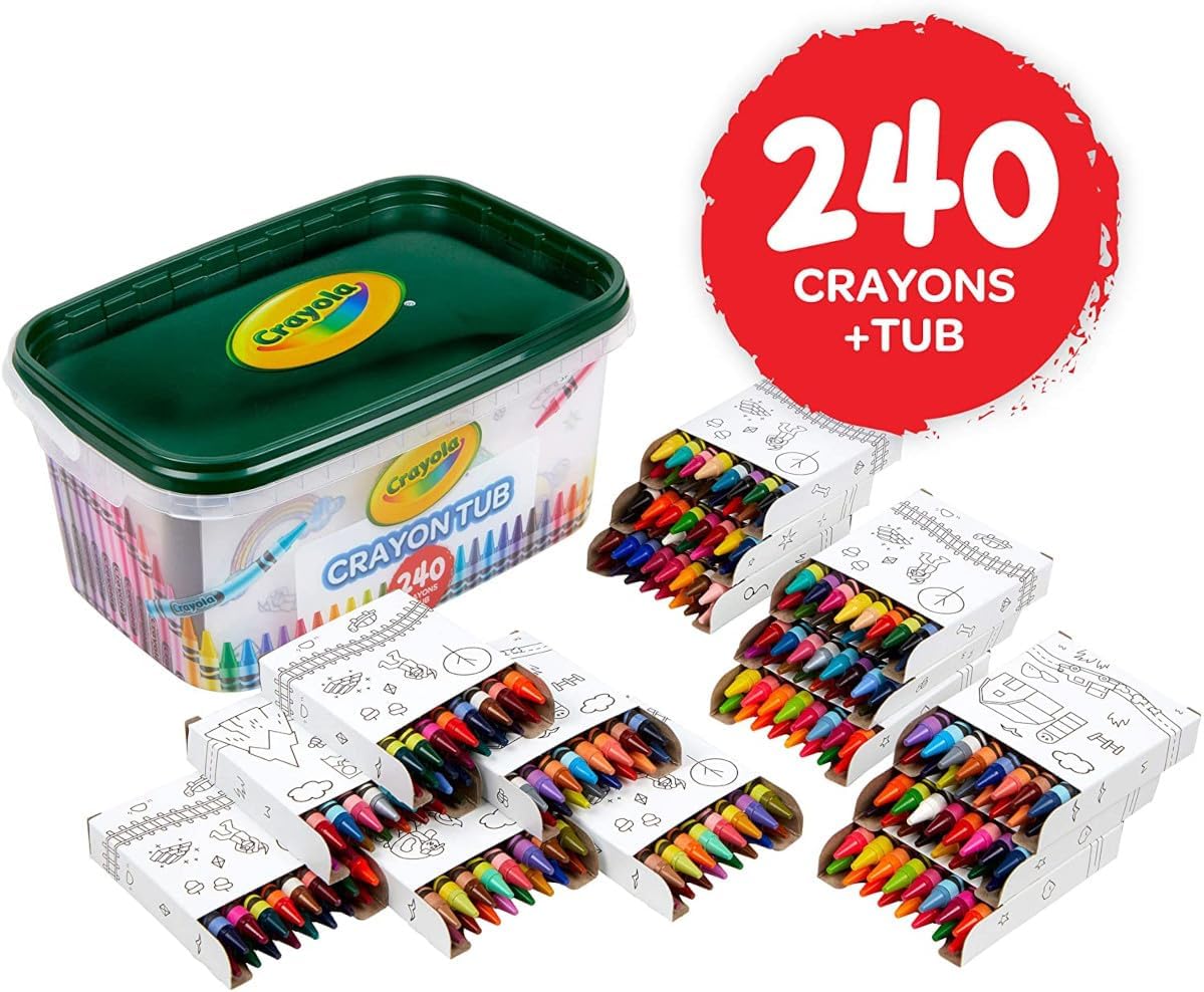 Crayola Crayon Tub (240ct), Bulk Crayons for Kids, Essential Easter Basket Stuffers for Toddlers, Spring Craft Supplies, Coloring Gifts for Kids, Ages 3+ [Amazon Exclusive]