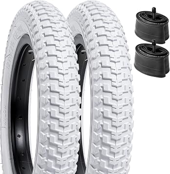 2-PCS 12 12 Kid Bike Tires 12 1/2x2 1/4 57-203 and 12.5 Bike Tubes Schrader Valve Compatible with 12 12 x 2 14 12.5 x 2.25 12 1/2 x 2 1/4 Bike Bicycle Tires and Tubes-White Y-1020