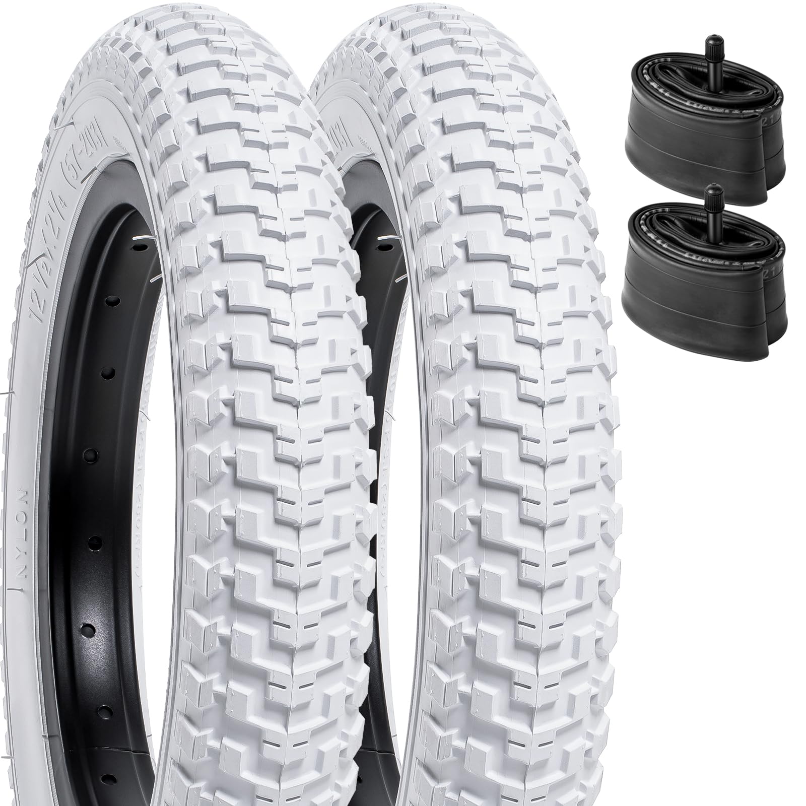 YunSCM 2PCS Blanc 12.5 Pulgada Neumáticoss 12 1/2x2 1/4 ETRTO 57-203 Et 2PCS cámaras de Aire AV32mm Valve Compatible 12 1/2x2 1/4 (12.5x2.25) Neumáticoss et cámaras de Aie