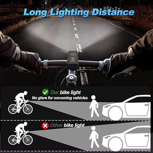 Miniatura 5 de Luces LED para bicicleta de noche, 4 modos de luz, luces de bicicleta, faro delantero y trasero IPX4, luz recargable TypC para bicicleta y scooter