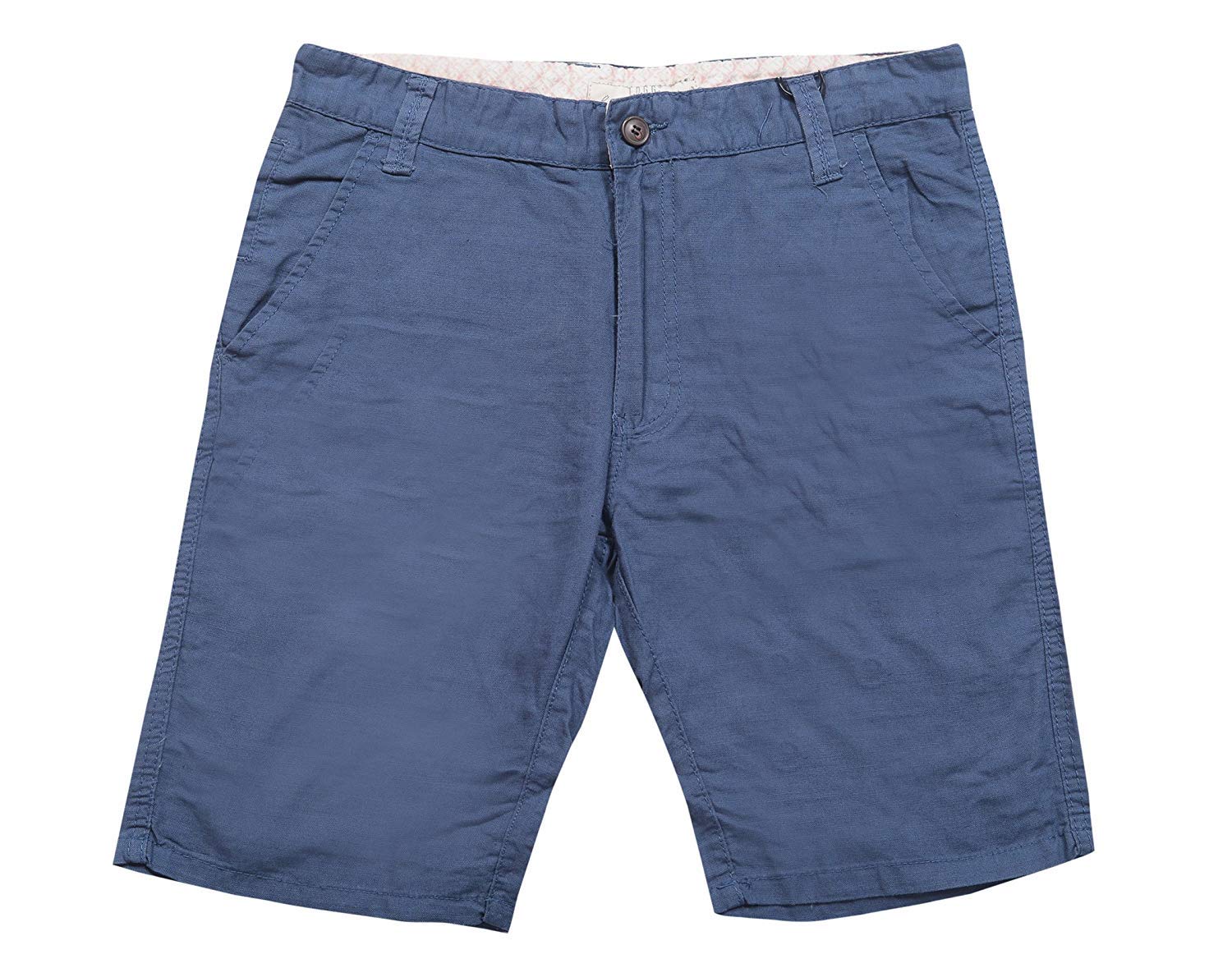 MagicMen's Navy Blue Cotton Slim Fit Solid Linen Shorts