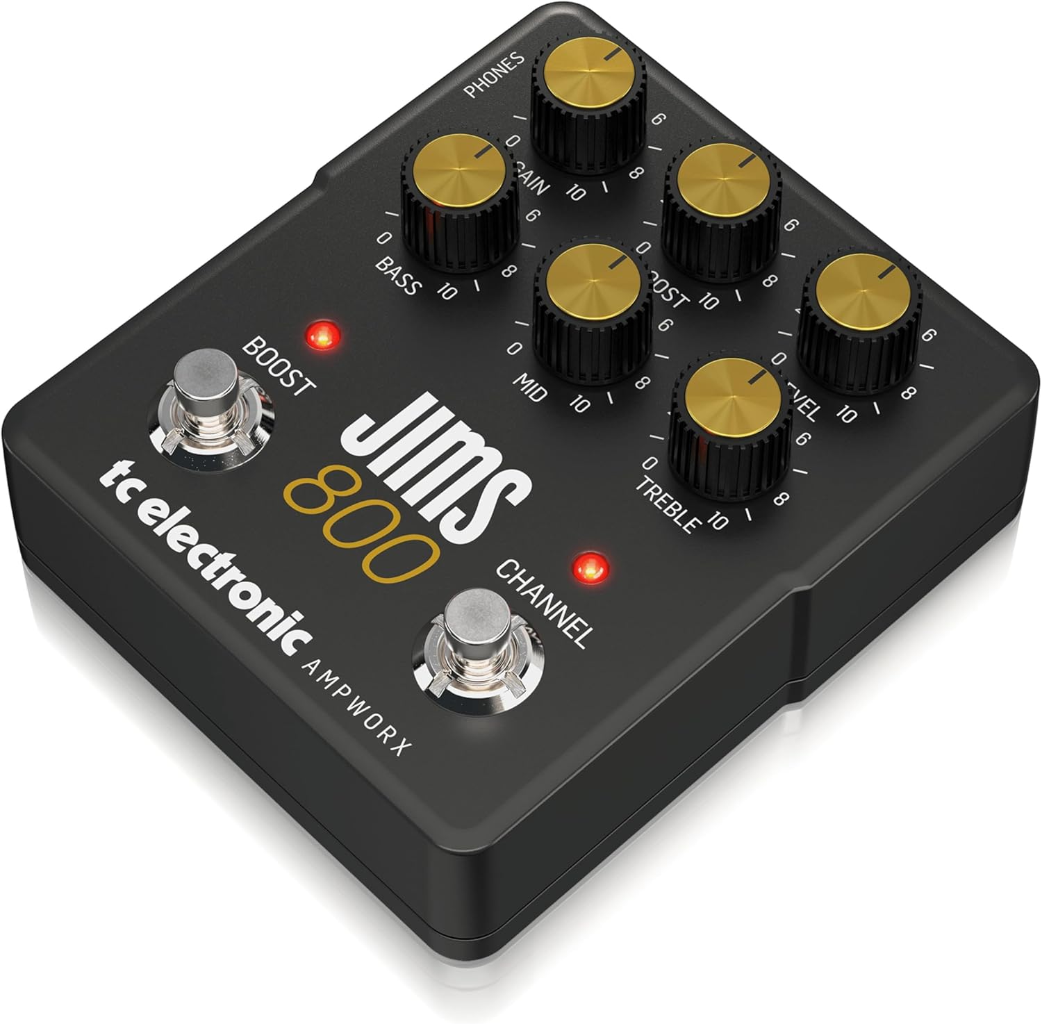 TC Electronic JIMS 800 PREAMP Guitar Pedal | Twin-Channel Guitar Preamp with Independent Channel Controls, Pre/Post Boost & Dedicated Outputs for DI and Headphones