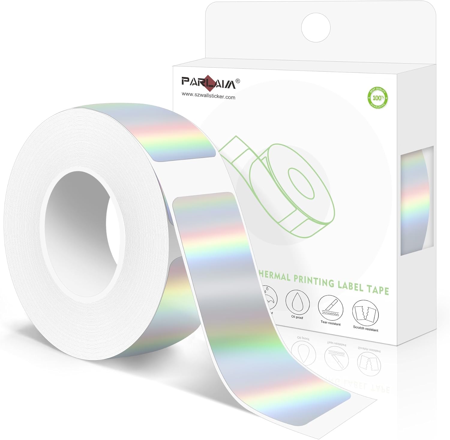 PARLAIM Label Maker Tape,14X50MM(1/2" X1 7/8") Thermal Label Stickers,Thermal self-Adhesive Label Compatible with D30 Label Maker,Thermal Label Paper for Home/Office/130pcs/Roll Holographic Silver