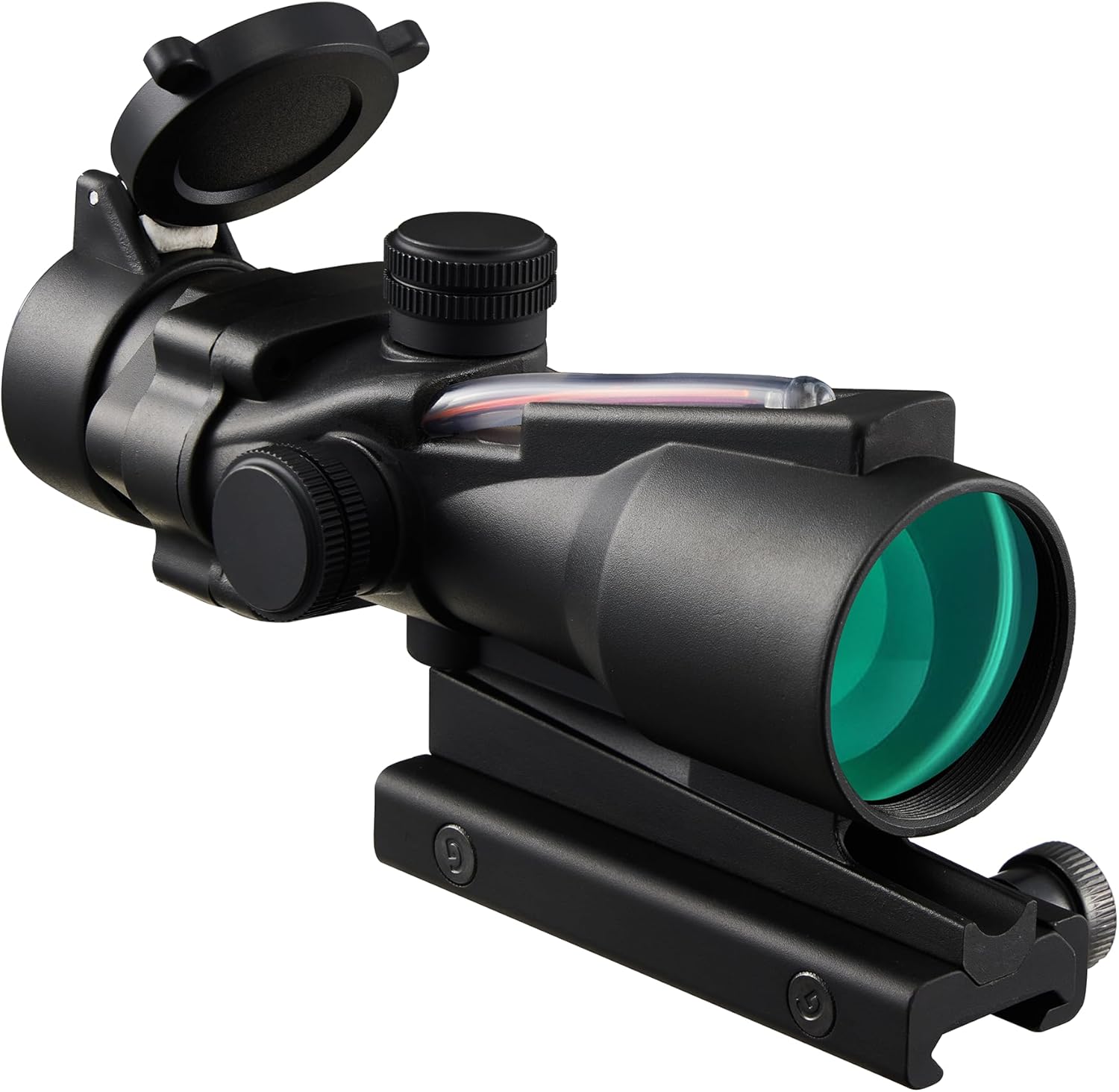4X Prism Scope Optical Sight Red Fiber Reticle Sights Black