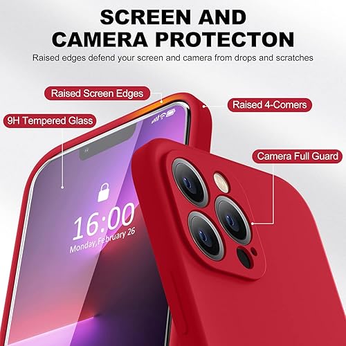 Miniatura 662 de BossKiss Funda compatible con iPhone 14 Pro, silicona mejorada [protección de cámara] [2 protectores de pantalla 9H], forro interior de microfibra