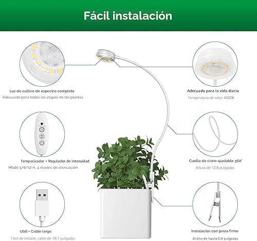 Miniatura 4 de SANSI Luces de Cultivo para Plantas de Interior, Luces de Plantas LED con Pinza para Cultivo en Interiores, Espectro Completo, Lámpara de Plantas