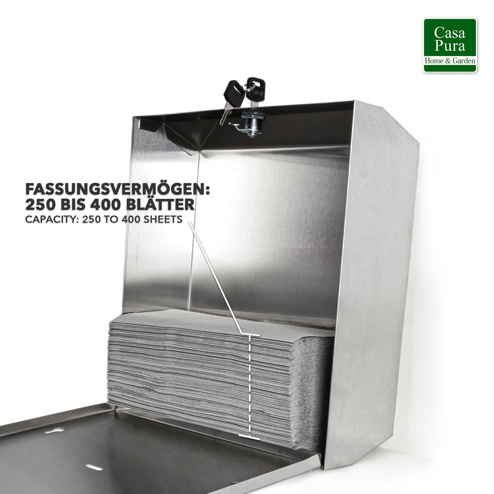 Dispenser Carta Asciugamani Acciaio Inox - Capacità 250-400 Fogli Commerciale