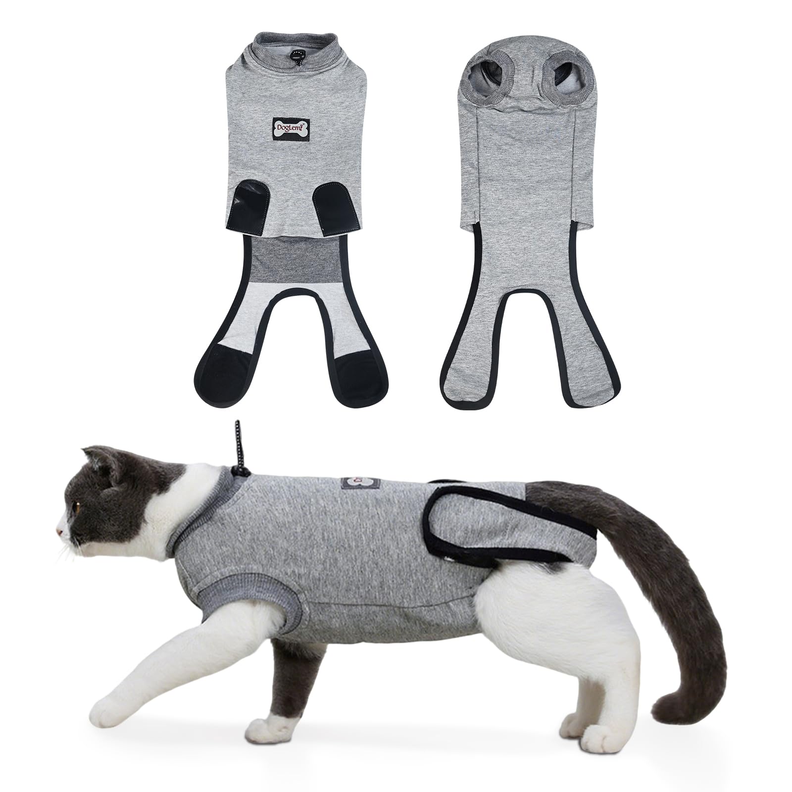 DogLemi Cat Surgery Recovery Suit Male Female Universal Breathable Pure Cotton Cat Onesie After Spay Neuter Soft Kitten Cloth Wear for Surgical Abdominal Wound Skin Diseases Cone Alternative (M)