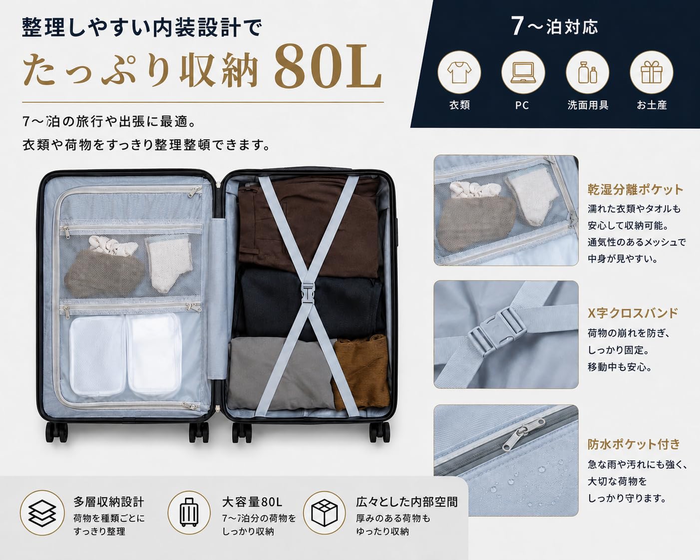 Amazon.co.jp: [hidemasa] キャリーケース Lサイズ 軽量