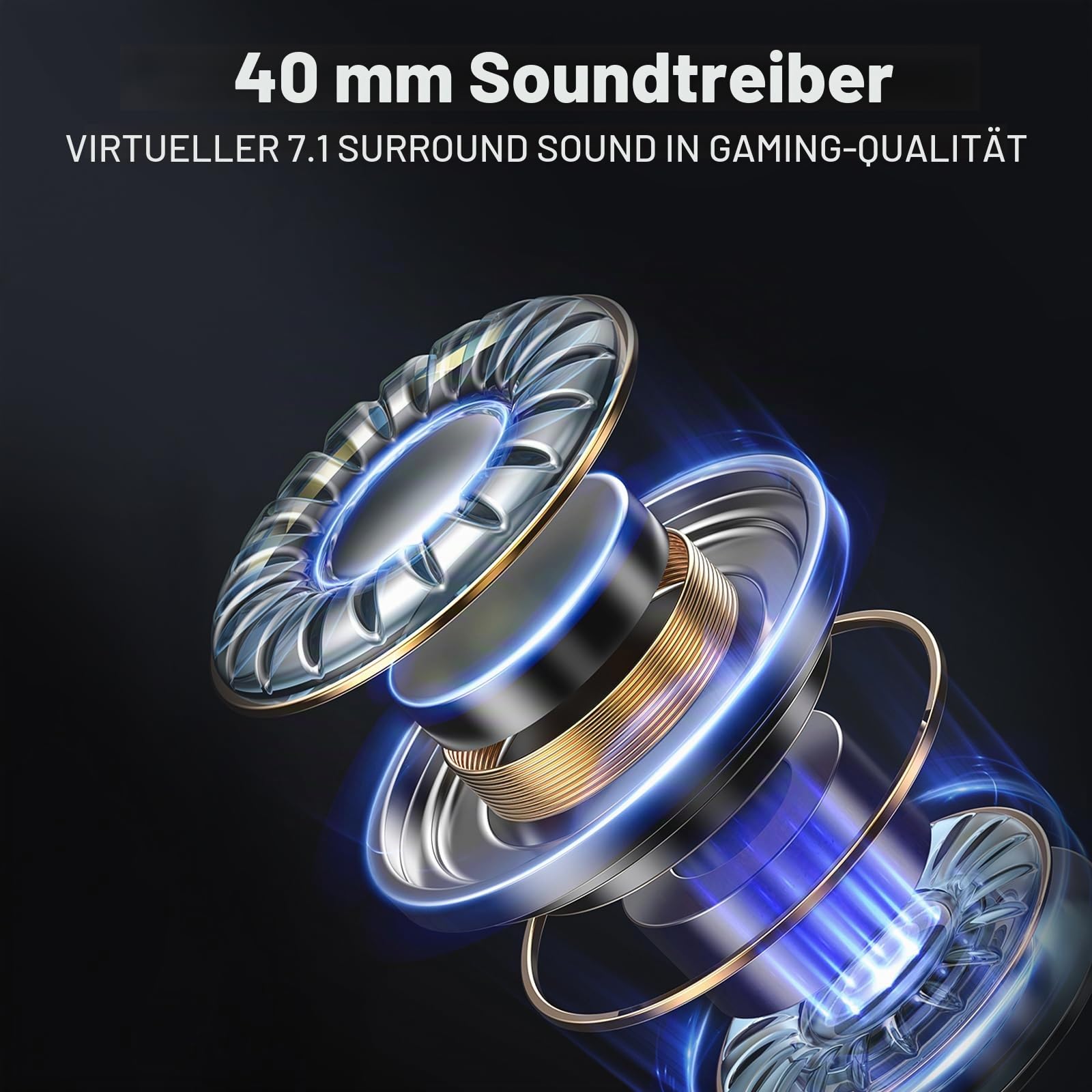 AULA G7 Pro Kabelloses Gaming Headset mit Mikrofon,2.4GHz/BT5.0/USB,40mm Treiber,7.1 Surround Sound,Geräuschunterdrückung,80+Std.Akku,Over-Ear Gaming-Kopfhörer für PC/Spielkonsolen (Weiß)