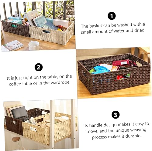 Miniatura 8 de STOBAZA Cestas de ratán elegantes cajas de almacenamiento multiusos para lavandería Productos de belleza Organización del hogar