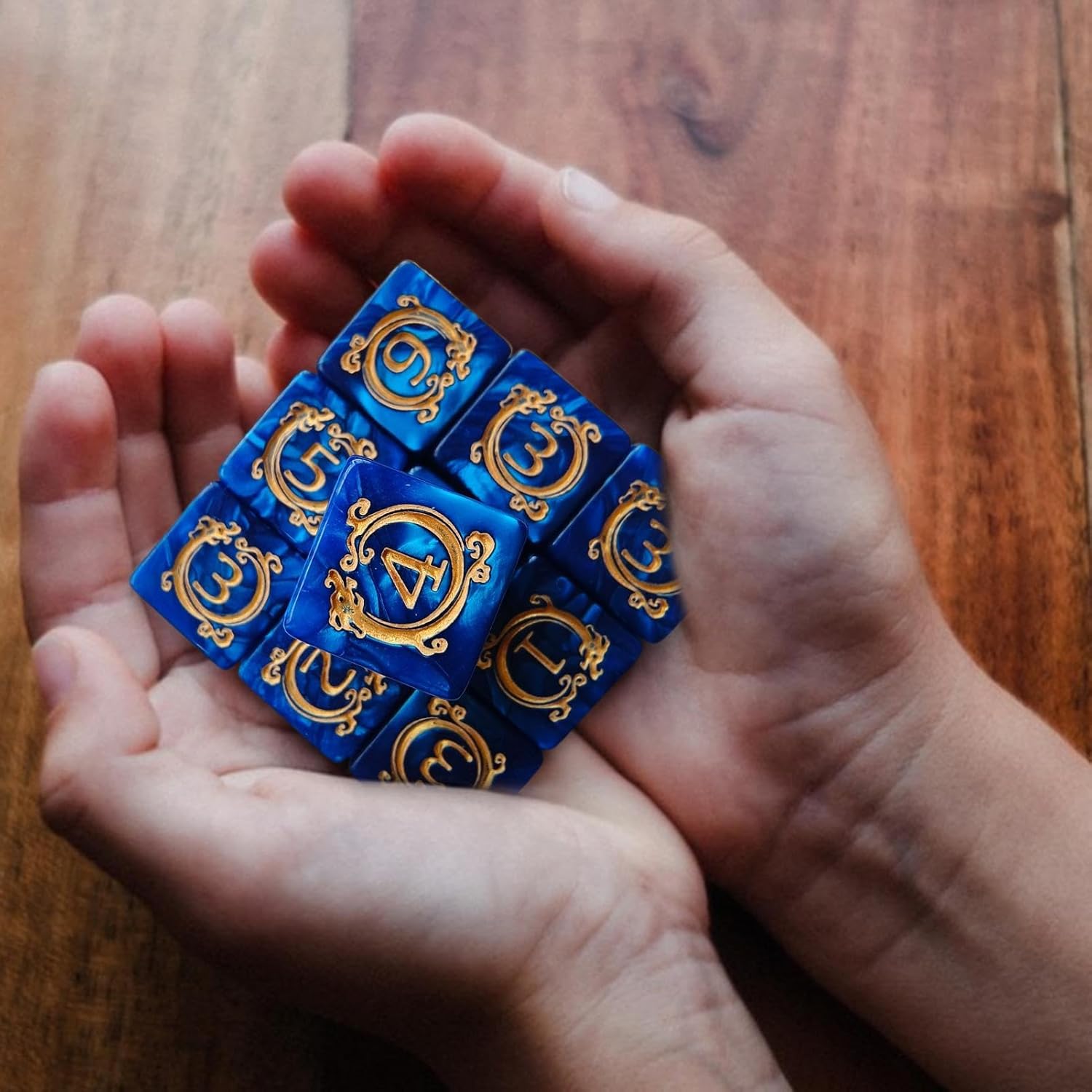 Polyhedral Dice – 10x 1.7cm Acrylic, Dragon Design Set, Table Game | Great for Role Playing Campaigns, Board Nights, Desk Decor Display, Vehicle Interior Accent, Hobby Collection Showcase