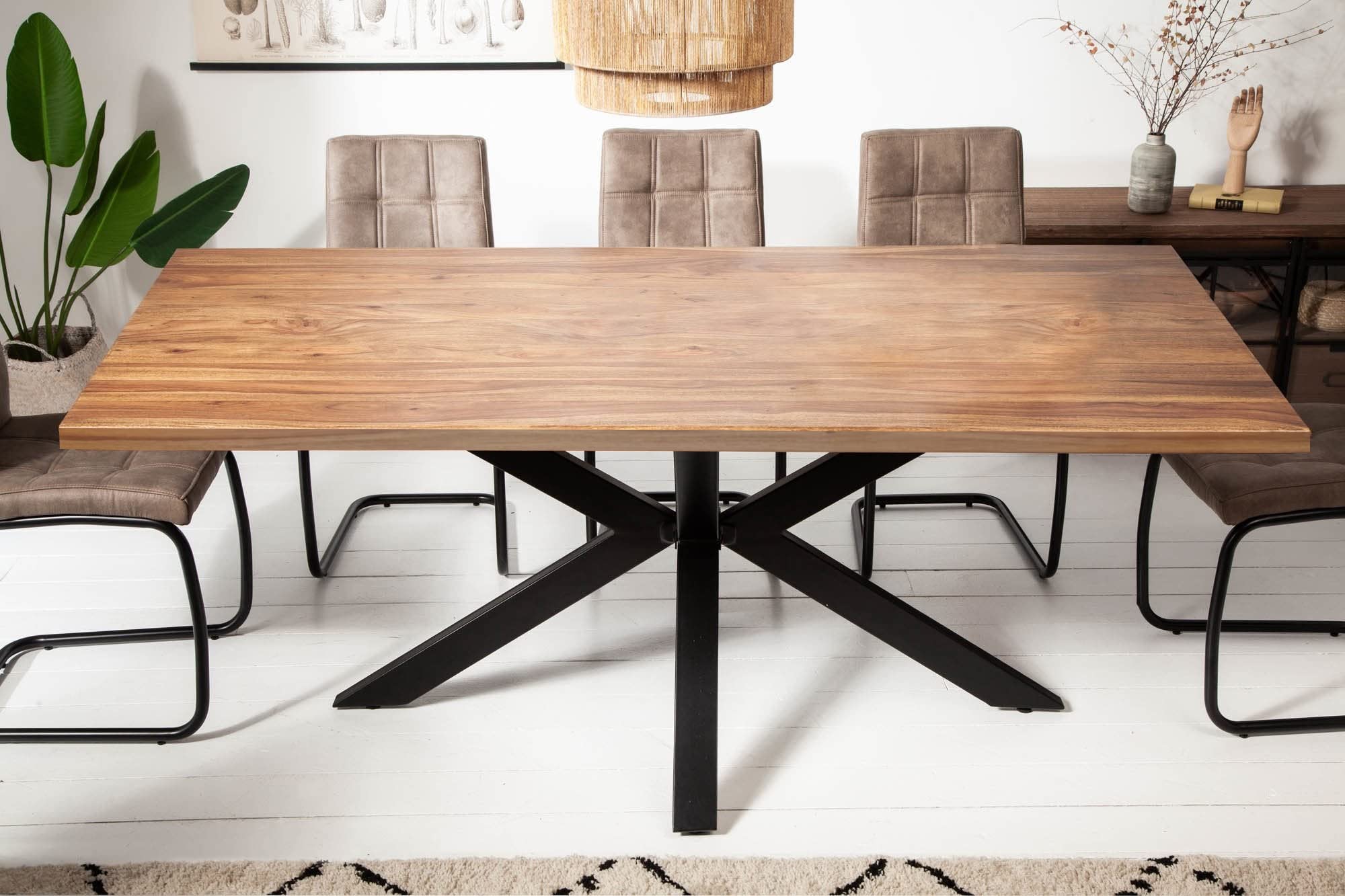 ANGEL FURNITURE Sheesham Wood Bradford 8 Seater Dining Table with Metal Legs 180x90x75 CM-image-45