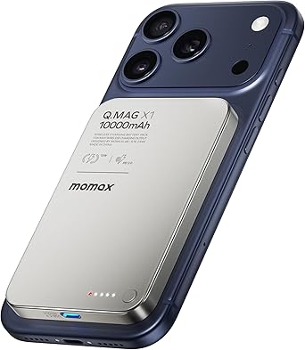 MOMAX Q.MAG Magnetic Power Bank, 0.5" Slim Slim Power Bank Fast Charging, 10000mAh for Magsafe Portable Charger for iPhone Air Battery Pack/17/Pro/Max/16/15/14/13/12 No Lightning