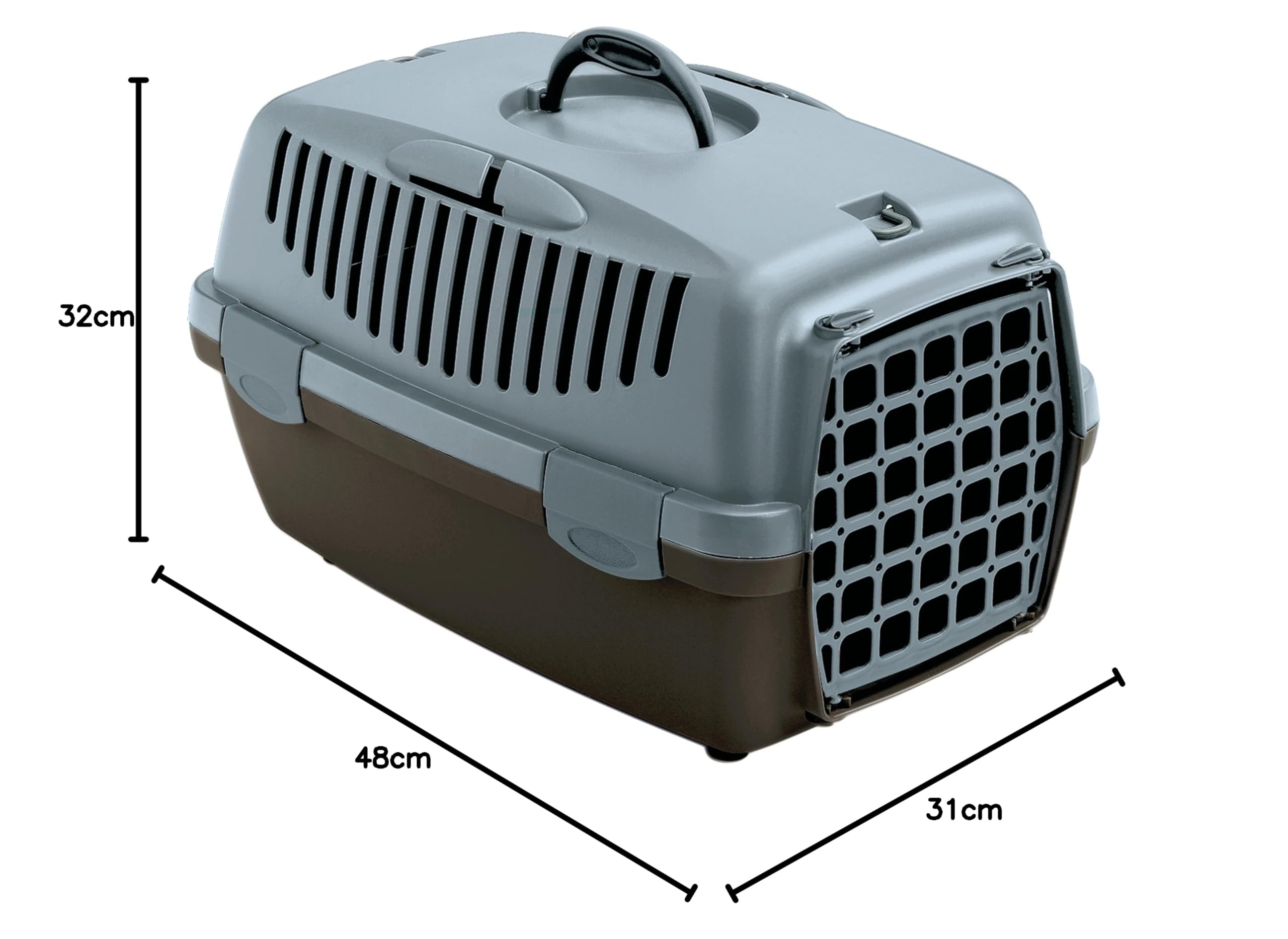 Stefanplast Trasportino con Porta in plastica Gulliver 1, Trasportino per Animali, Blu, Marrone, 48x32x31cm, Plastica, Gatti, Cani, con Fessure di Ventilazione