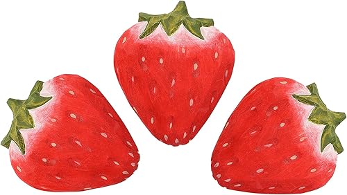 Lindos imanes de fresas  Juego de imanes decorativos de madera tallados a mano para cocina, cafetería, taquillas, pizarra blanca (3)