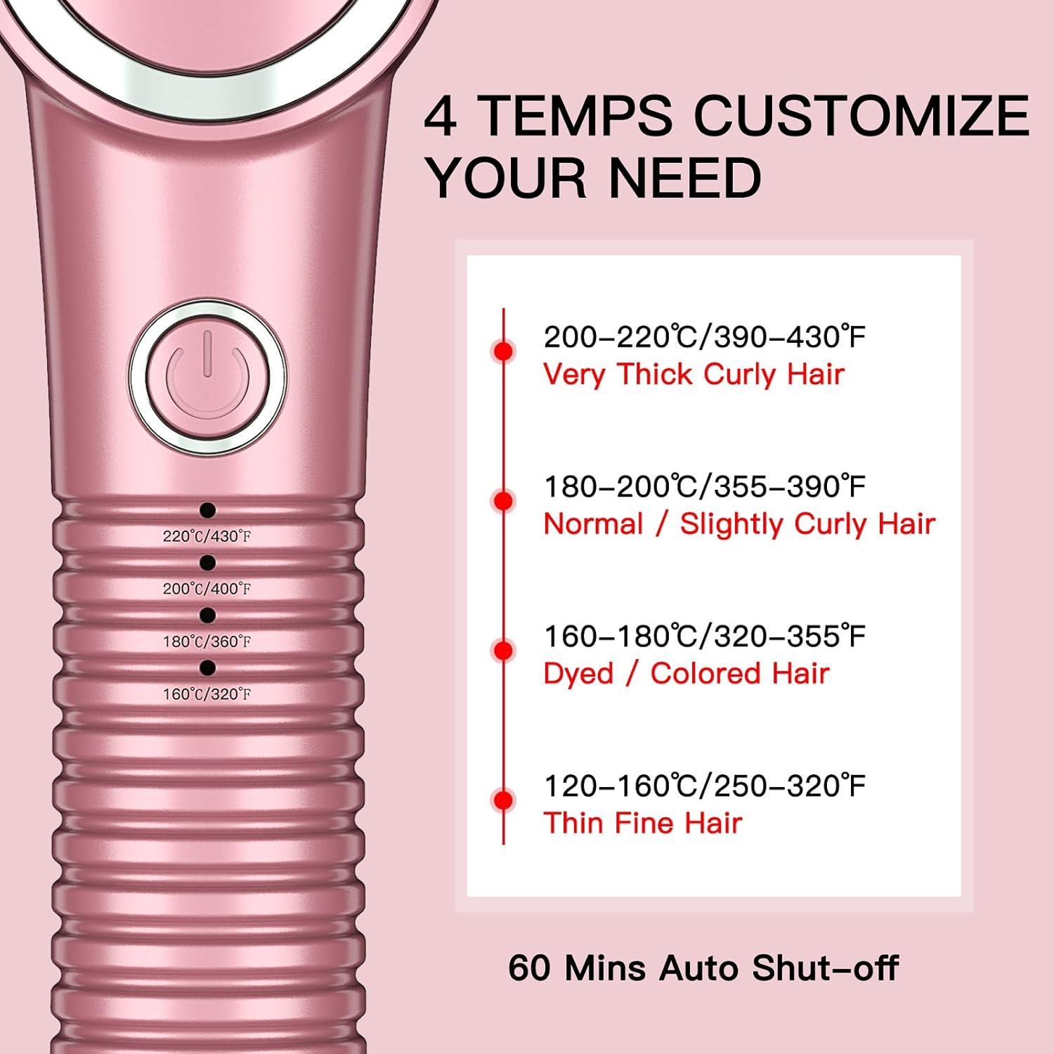 Hair Straightener Brush,Ionic Hot Comb for Women with 20s Fast Heating, Anti-Scald & Dual Voltage,Straightening Brush for Curly & Frizzy Hair (Rose Gold, Large) - Image 5